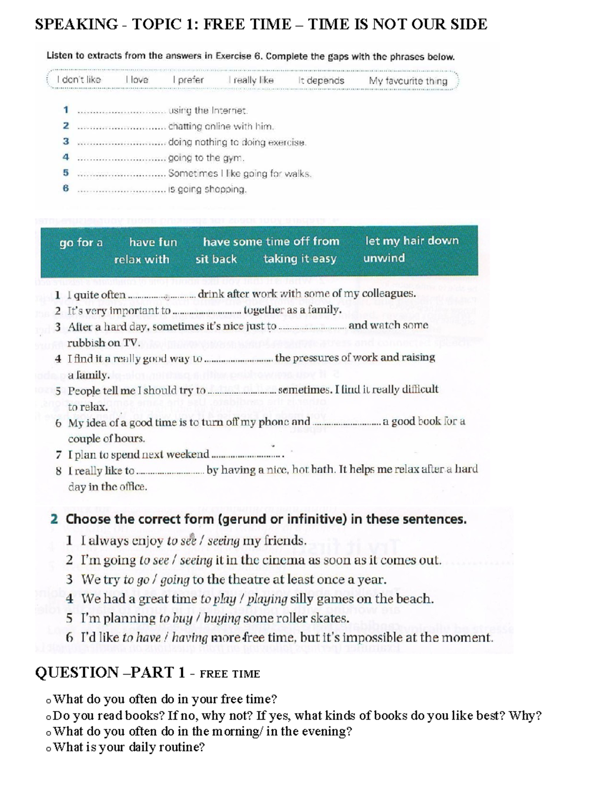 SPEAKING TOPICS GUIDE: FREE TIME, WEATHER, SPORTS & MORE - Studocu