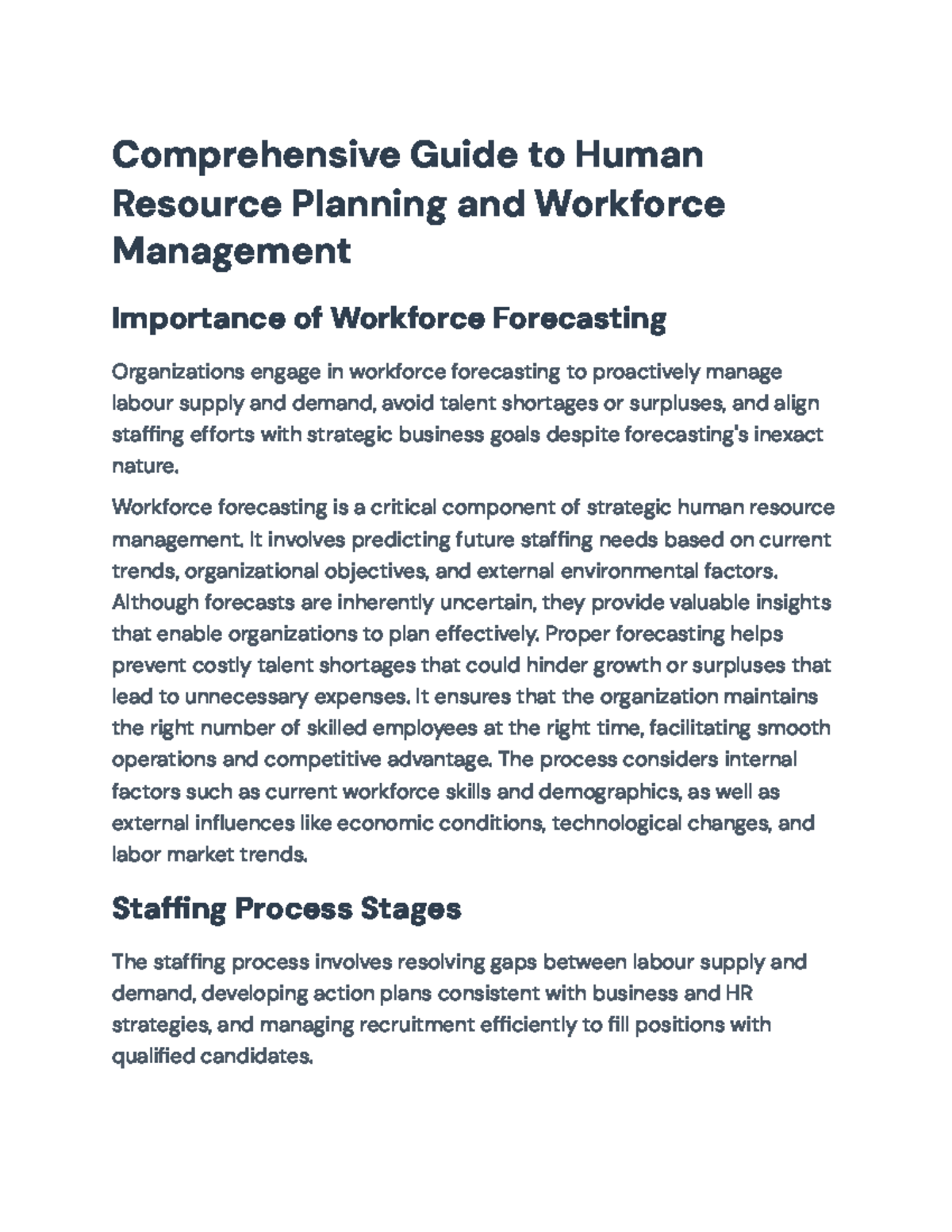 Comprehensive Overview of HRP & Strategic Workforce Management (HRM 101 ...