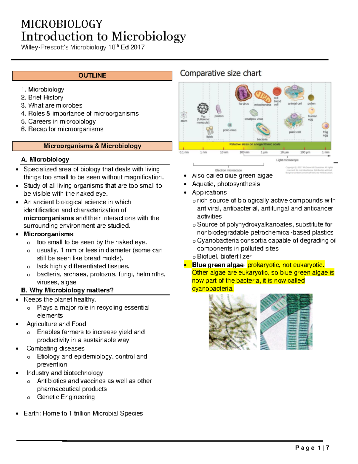 Bio425 Module 1 Intro to Microbio-Notes - MICROBIOLOGY Introduction to ...