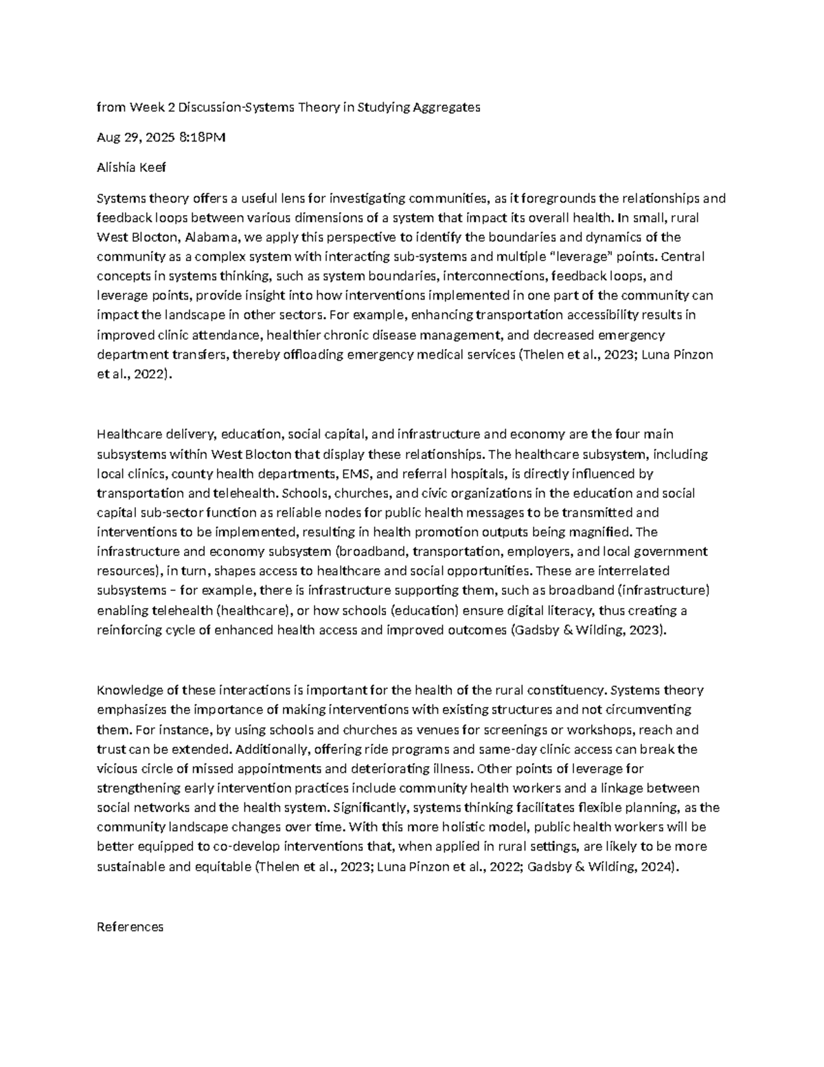 Week 2 Discussion: Systems Theory in Rural Community Health Analysis ...