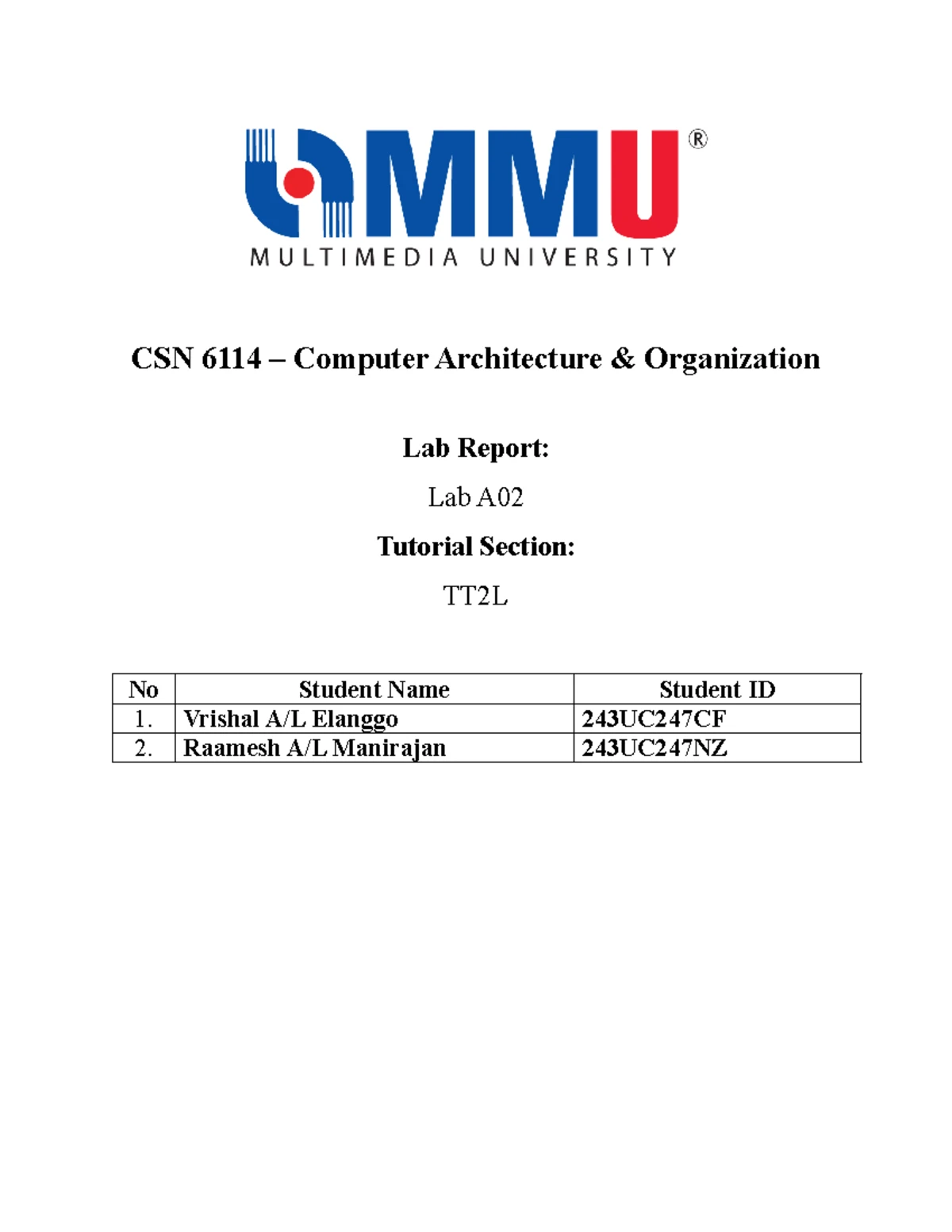 CSN 6114 Computer Architecture Lab Report: Logic Gates Analysis - Studocu