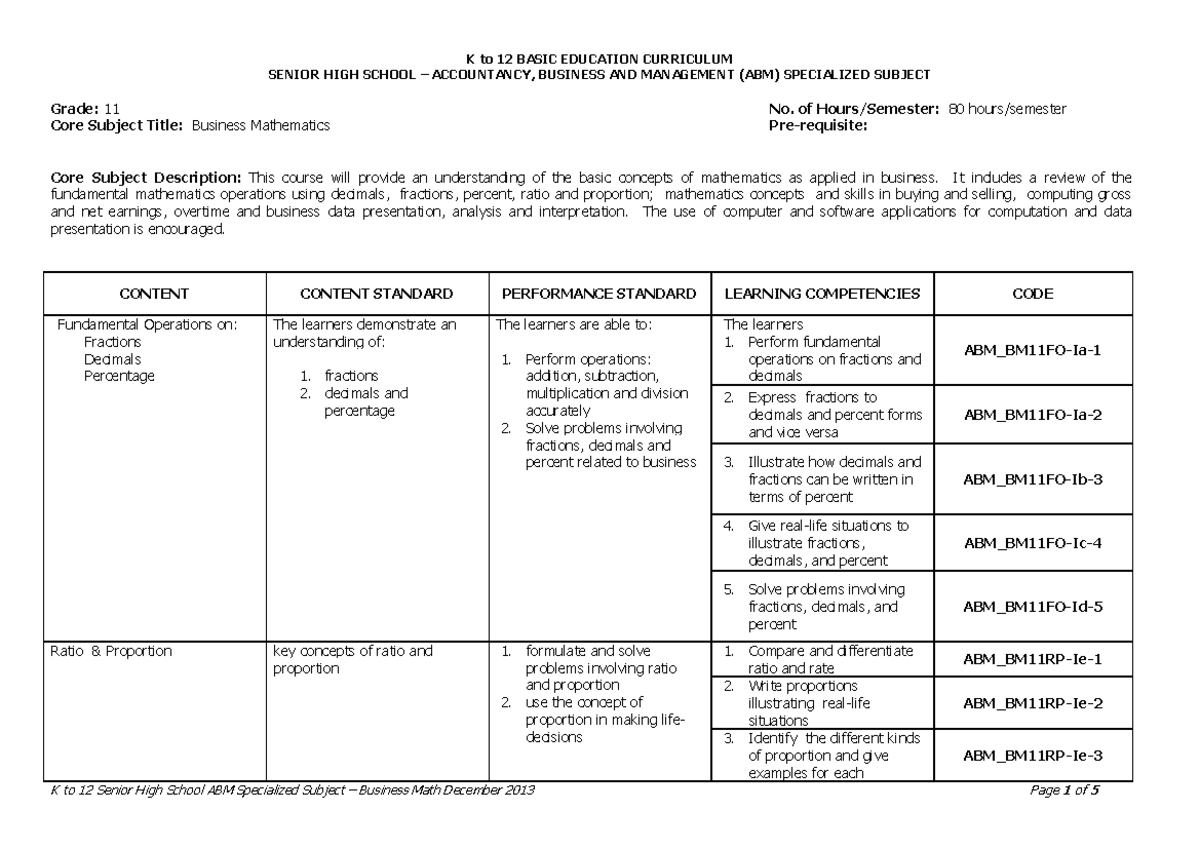 ABM Grade 11 Business Math Modules & Lessons Overview - Studocu