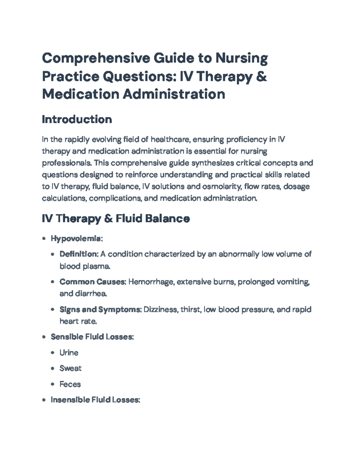 IV Therapy & Medication Administration: Essential Nursing Study Notes ...