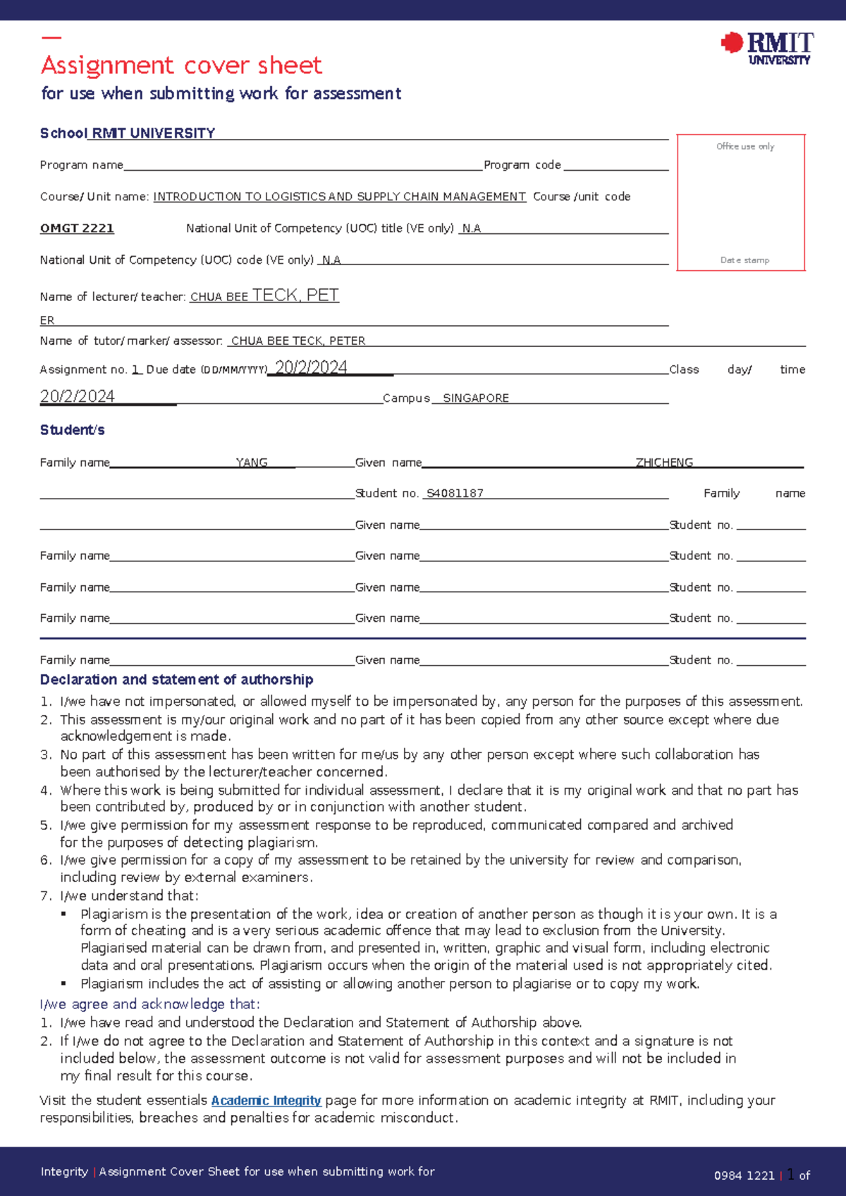 副本RMIT Assignment-cover-sheet[ 99] - Assignment cover sheet for use ...
