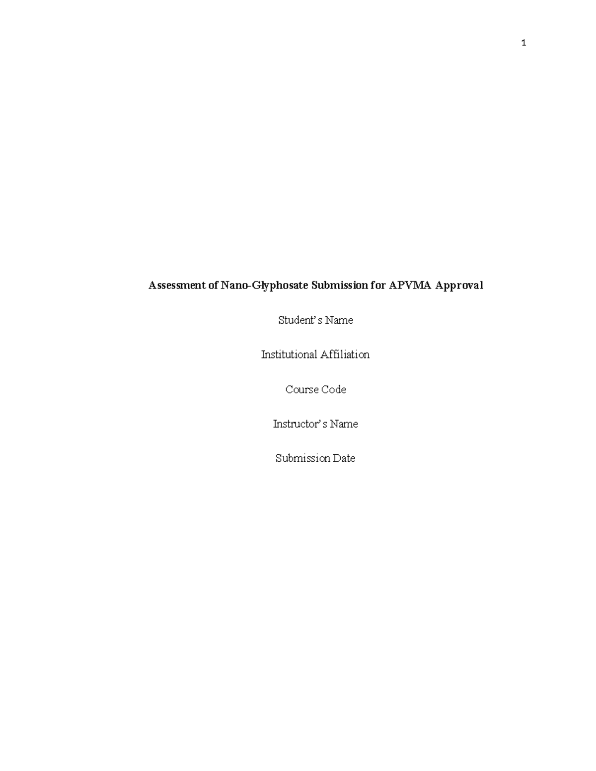 Assessment of Nano Glyphosate Submission for APVMA Approval - Studocu