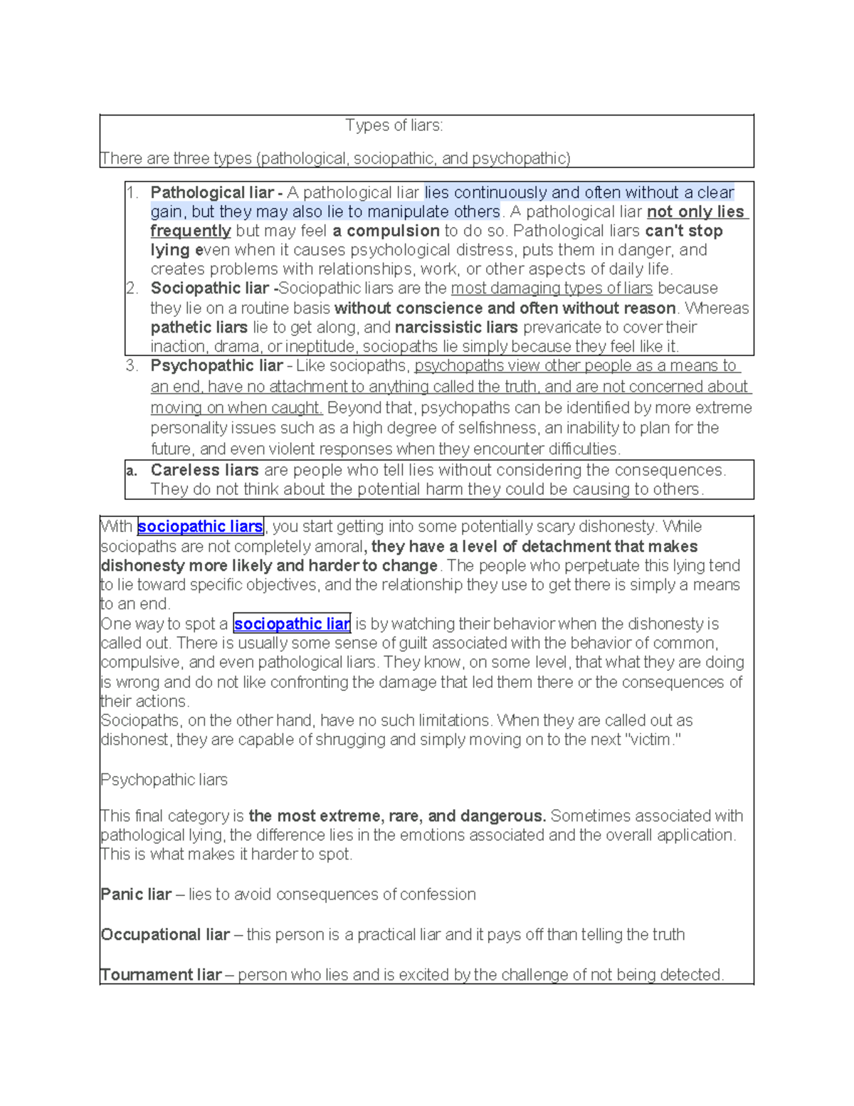 Types of liars - Forensic 5 - Types of liars: There are three types ...