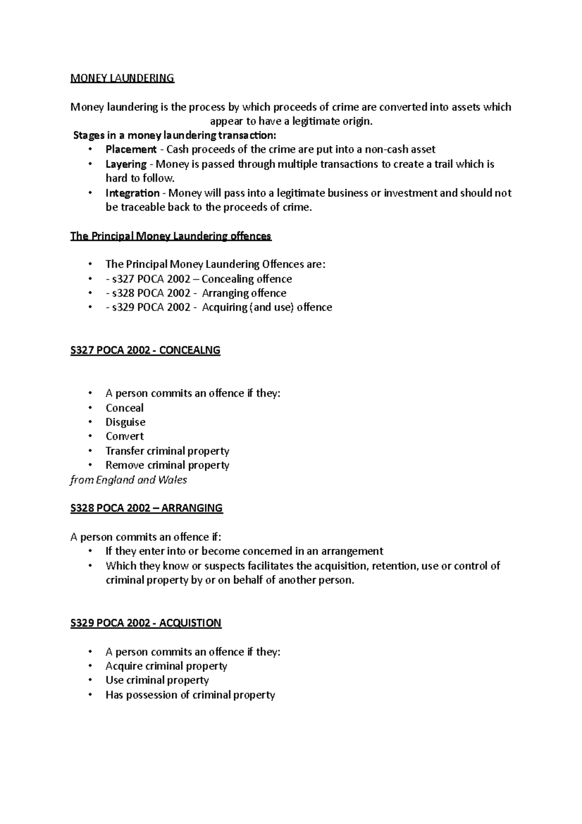 Money Laundering - LPC Lecture Notes on Legal Practices and Regulations ...