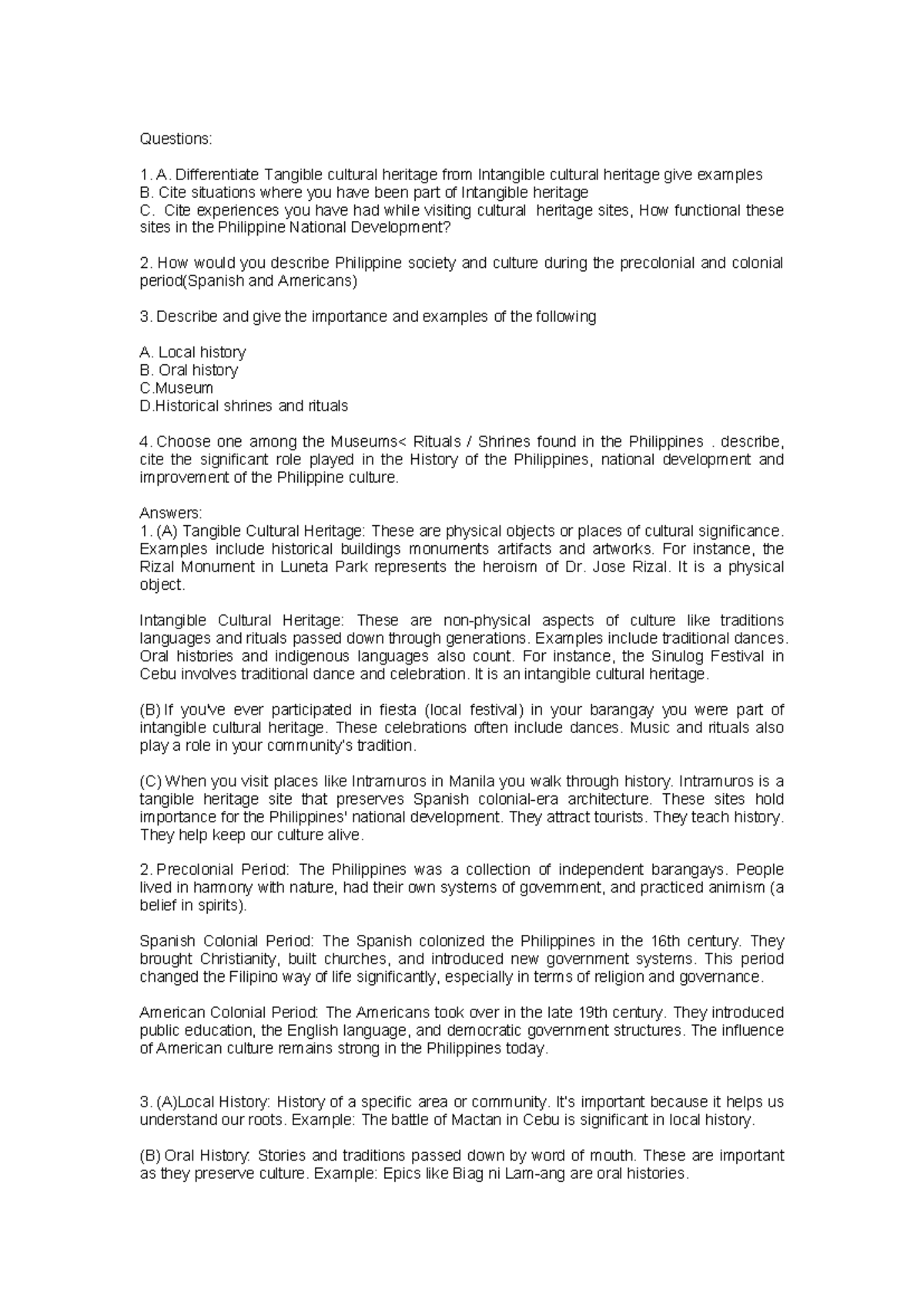 Cultural Heritage of the Philippines: Tangible vs. Intangible Aspects ...