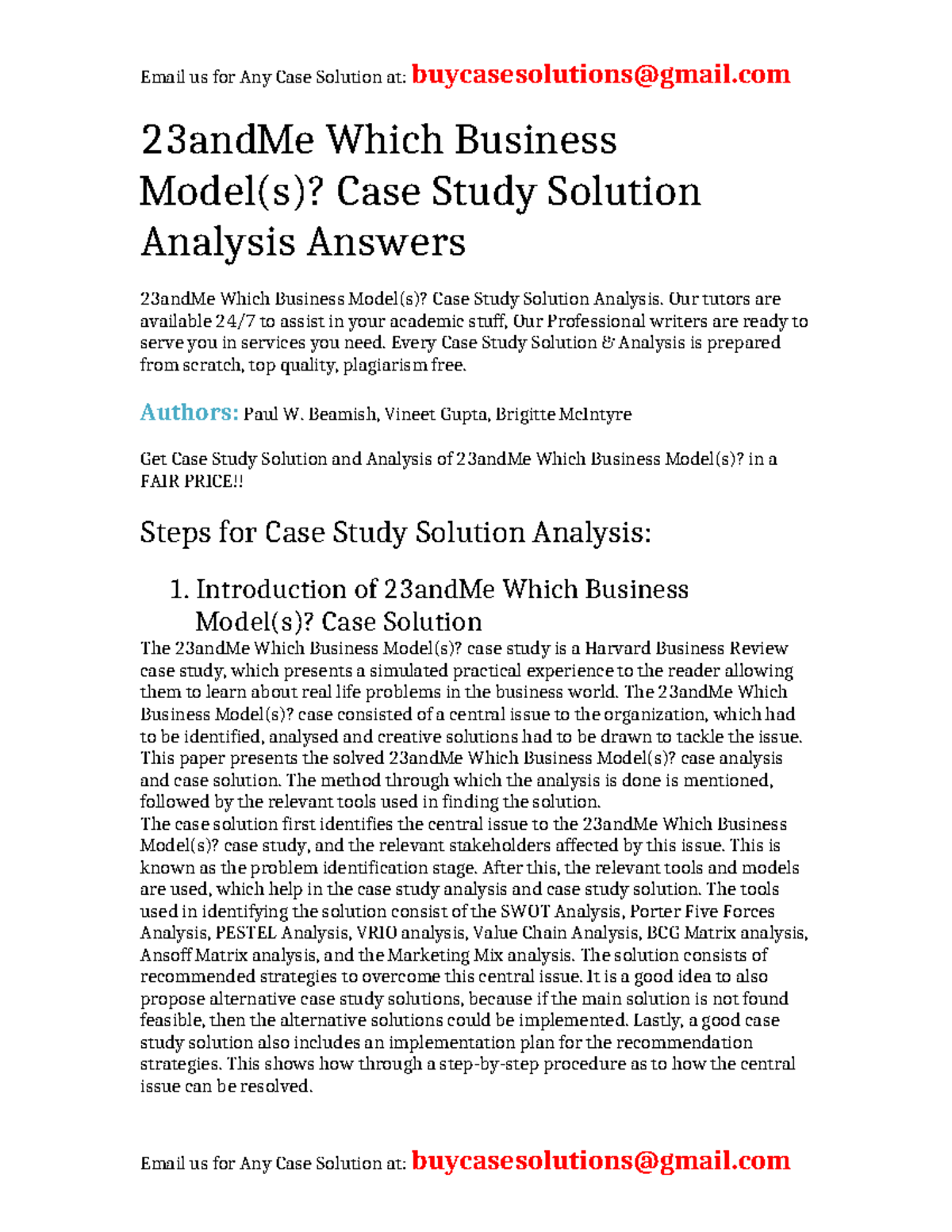 Case Study Analysis & Solution for 23andMe Business Model(s) - Studocu