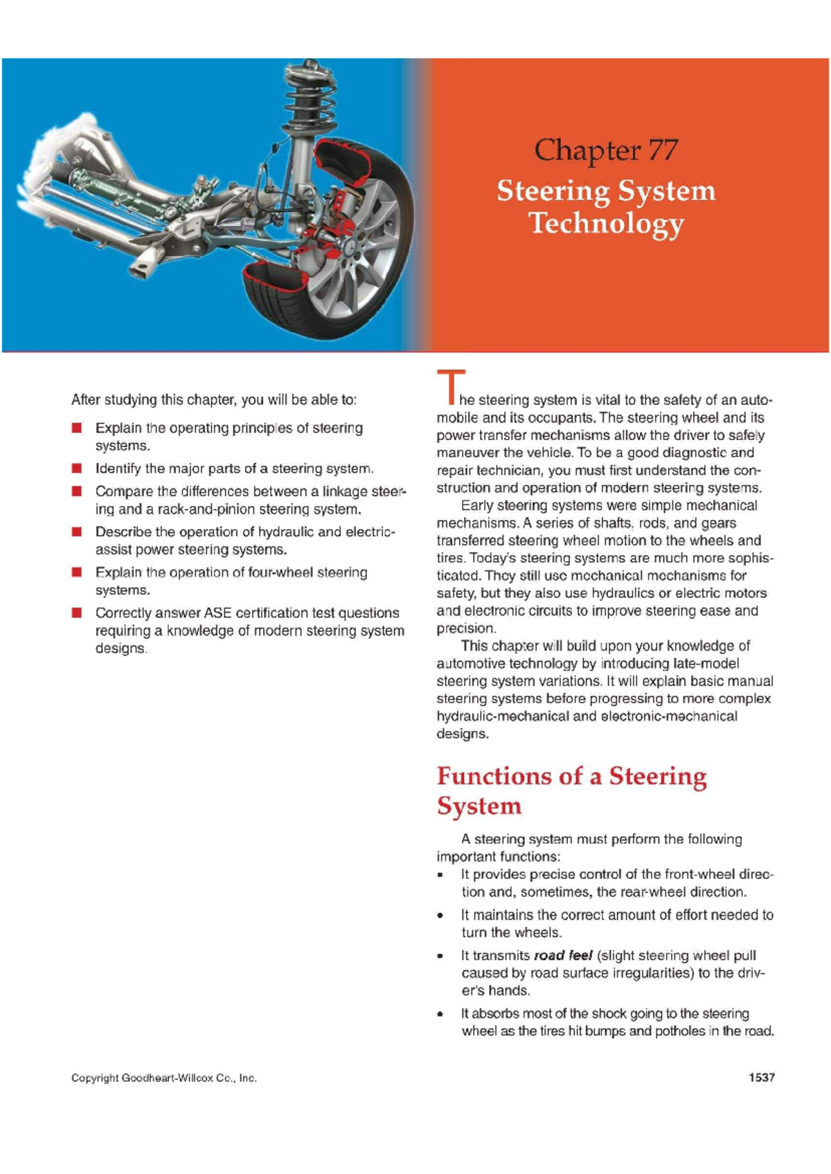Chapter 77: Steering System Technology Overview - Studocu