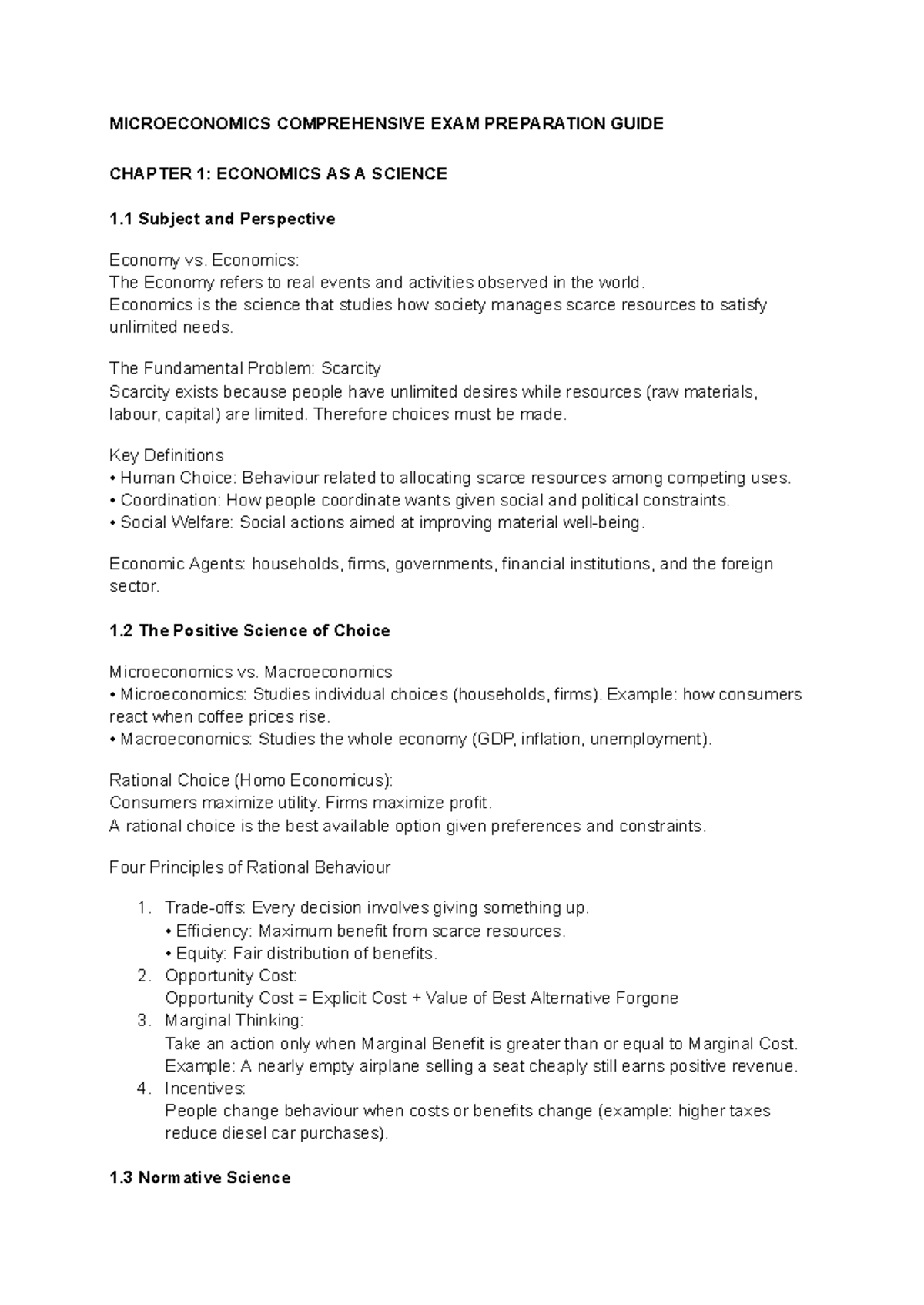 MICROECONOMICS (ECO101) COMPREHENSIVE EXAM PREP NOTES - Studocu