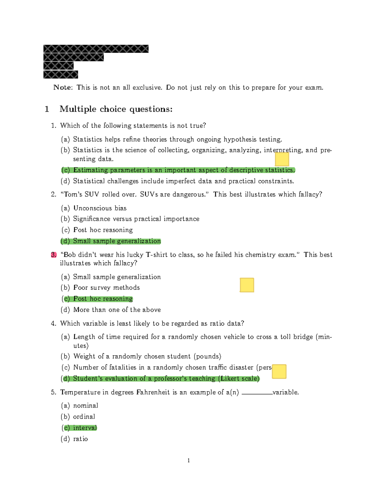 Review for Midterm Economics Test 1 Statistics - Note ...