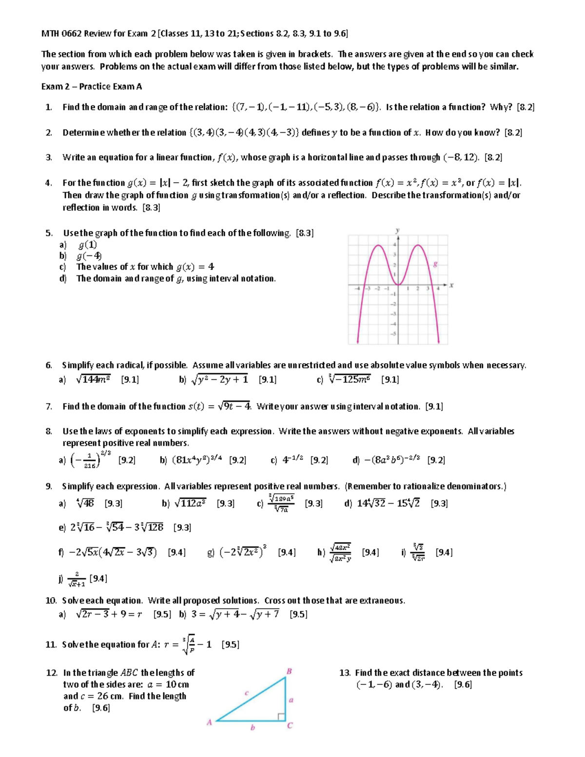 Review for Exam 2 MTH 0662: Practice Problems & Solutions - Studocu