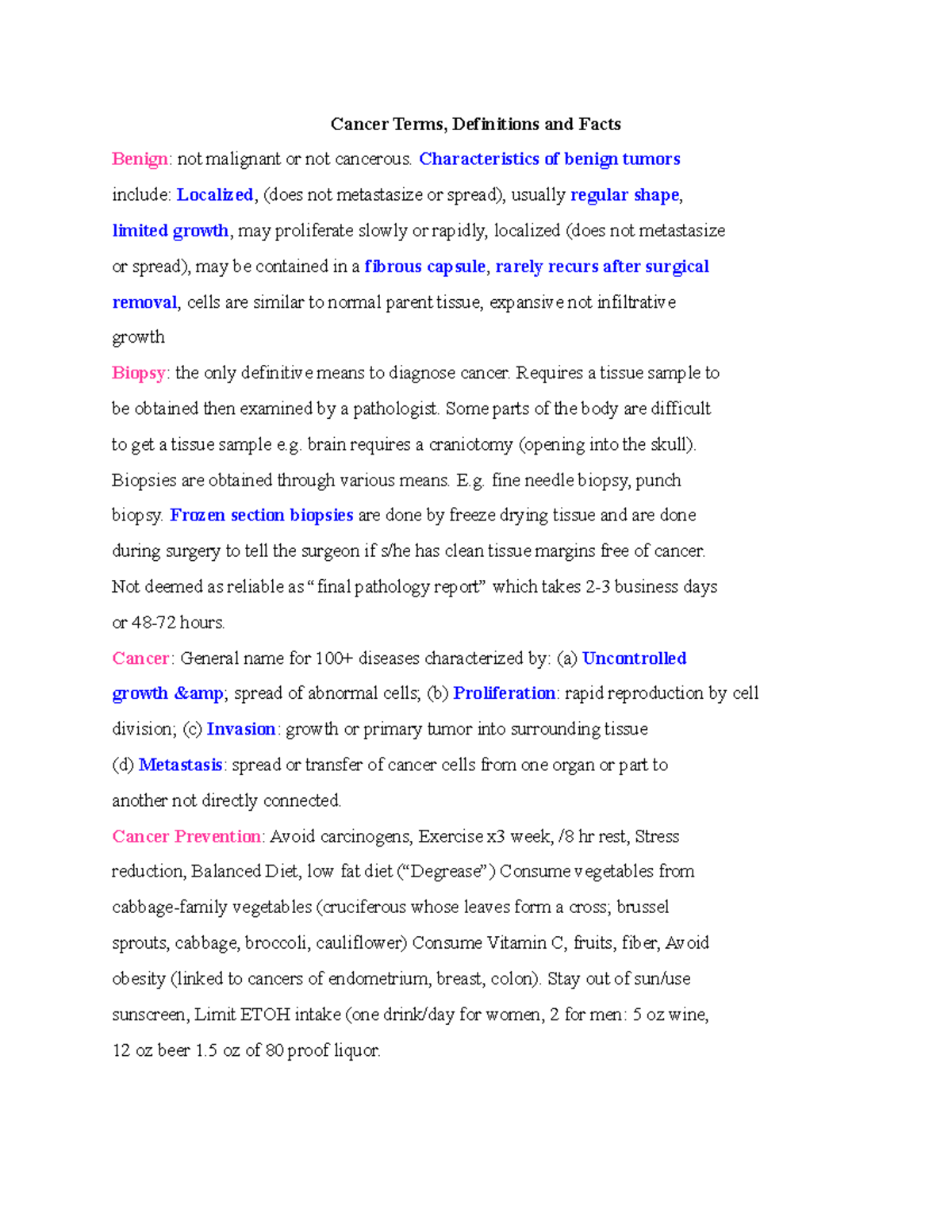Cancer Terms and Definitions - Cancer Terms, Definitions and Facts ...
