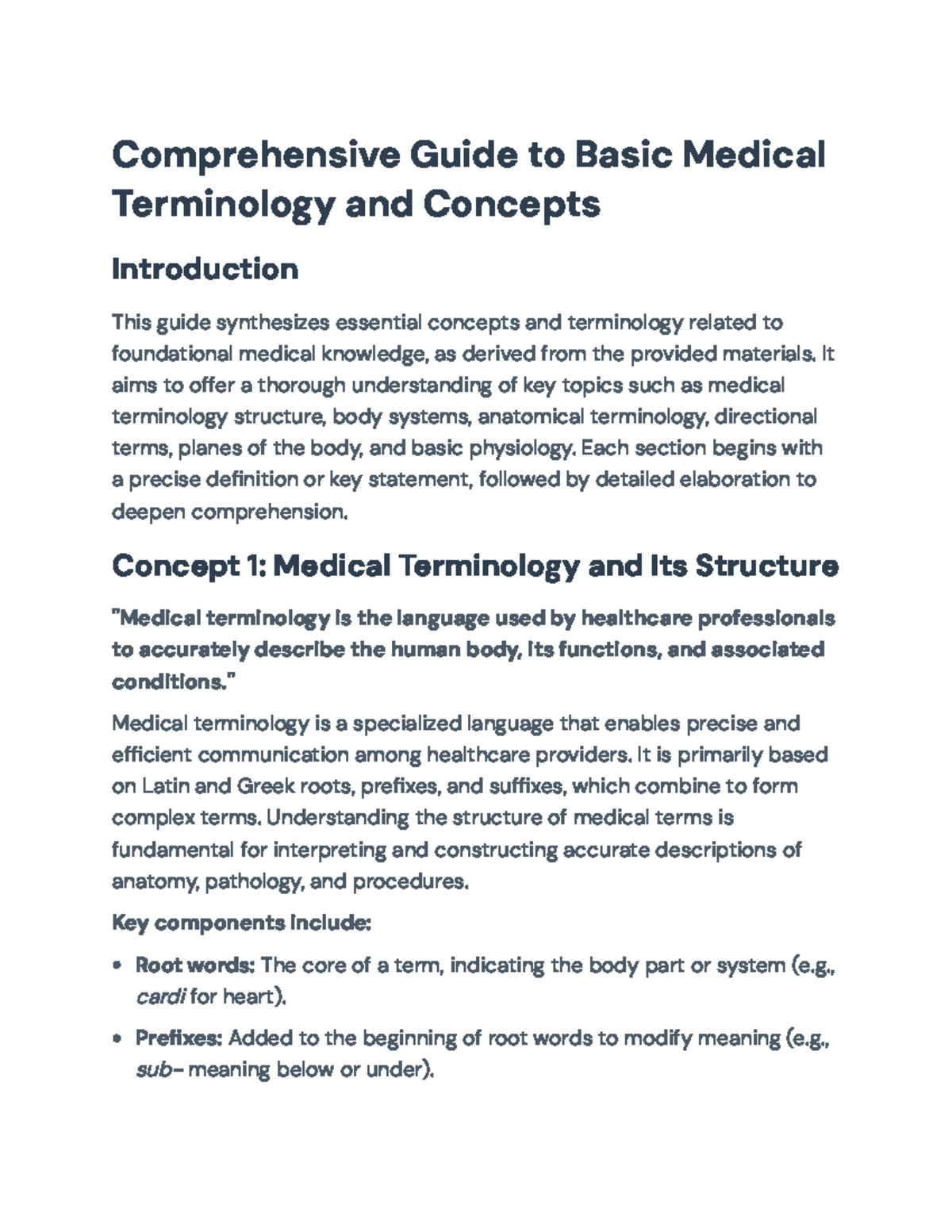 Comprehensive Guide to Basic Medical Terminology (MED101) - Studocu