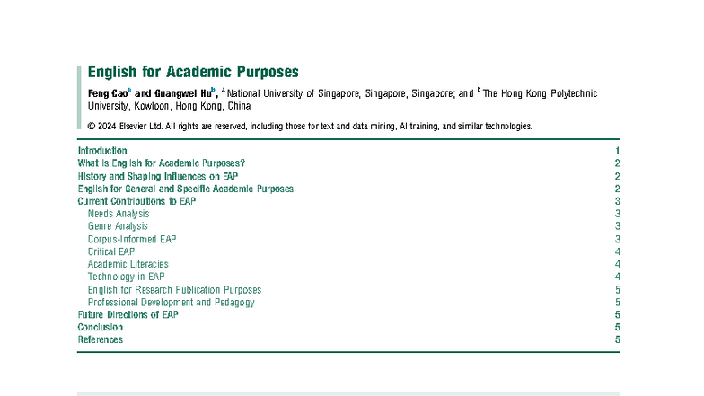 EAP 2024: Comprehensive Overview of English for Academic Purposes - Studocu