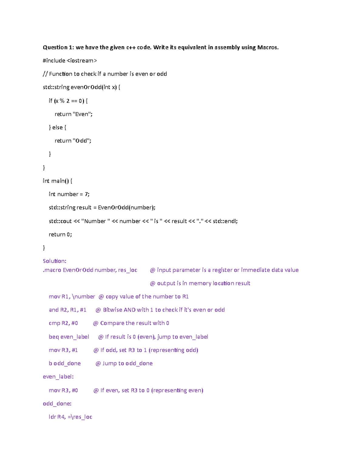 Tutorial 10 - Macros - Question 1: we have the given c++ code. Write ...