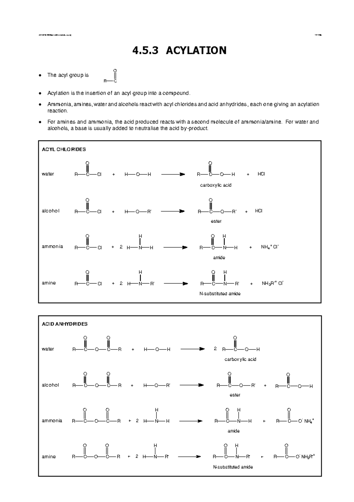 Acylation Mechanisms and Reactions: A2 4 37 Notes - Studocu