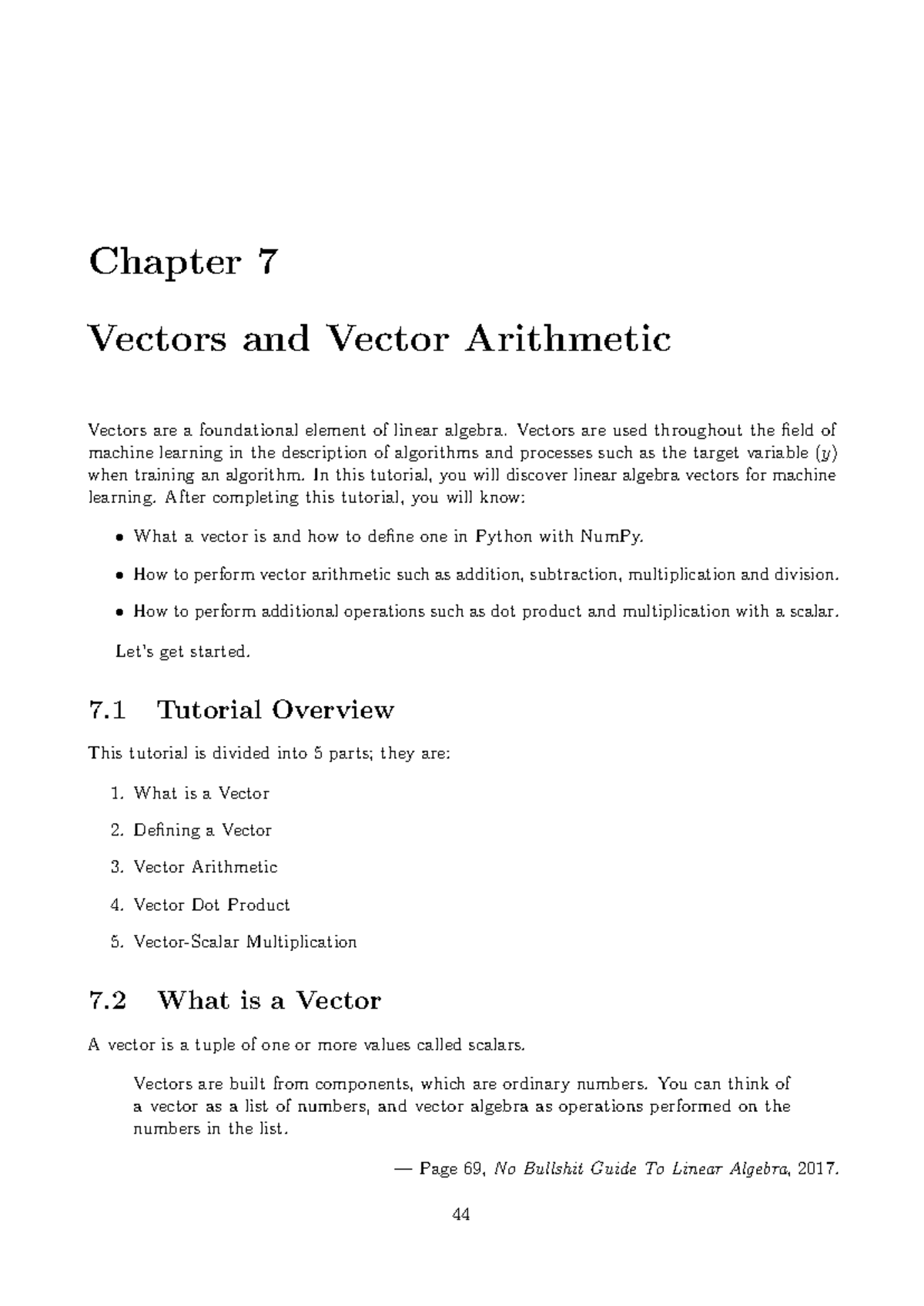 Linear Algebra for ML: Vectors & Vector Arithmetic (Chapter 7) - Studocu