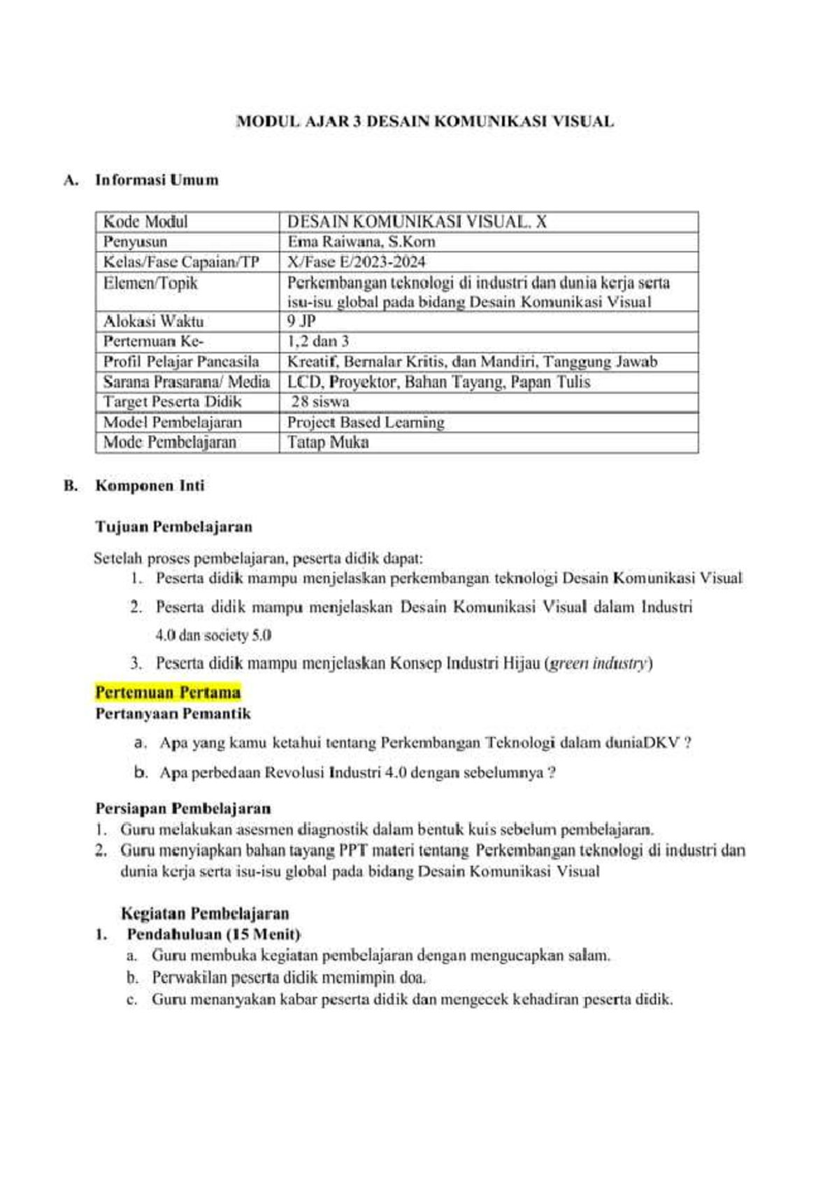 MODUL AJAR 3: DESAIN KOMUNIKASI VISUAL - Teknologi & Industri 4.0 - Studocu