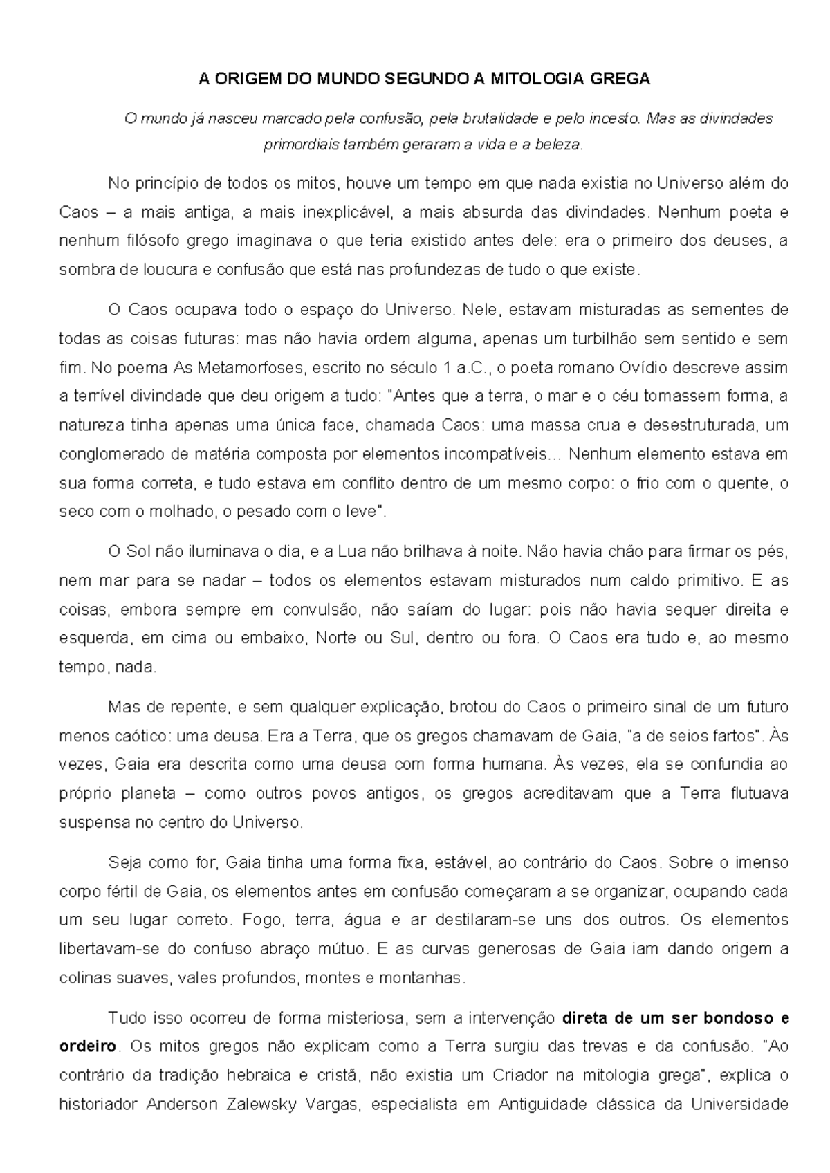 A Origem DO Mundo Segundo A Mitologia Grega - A ORIGEM DO MUNDO SEGUNDO ...