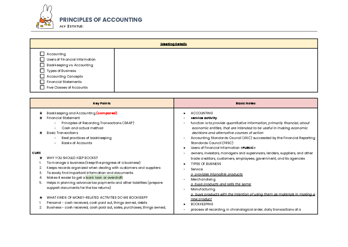 POA Transes - Basics in Principles of Accounting - PRINCIPLES OF ...