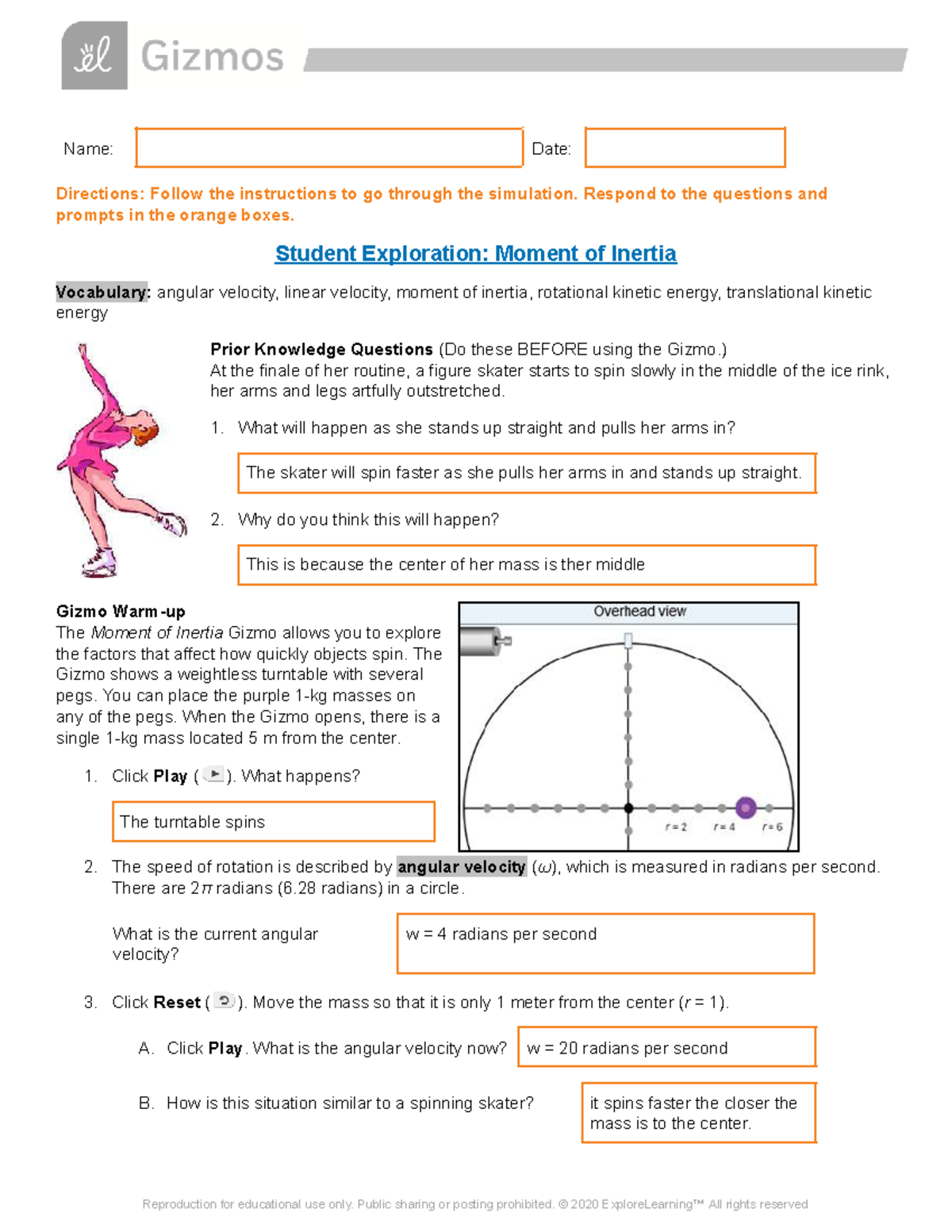 Copy of Moment of Inertia Simulation Exploration (SE) - Studocu
