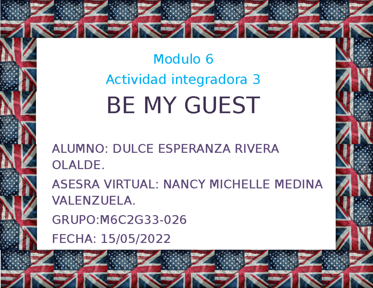 Rivera Olalde Dulce M6S2AI3 - Modulo 6 Actividad integradora 3 BE MY