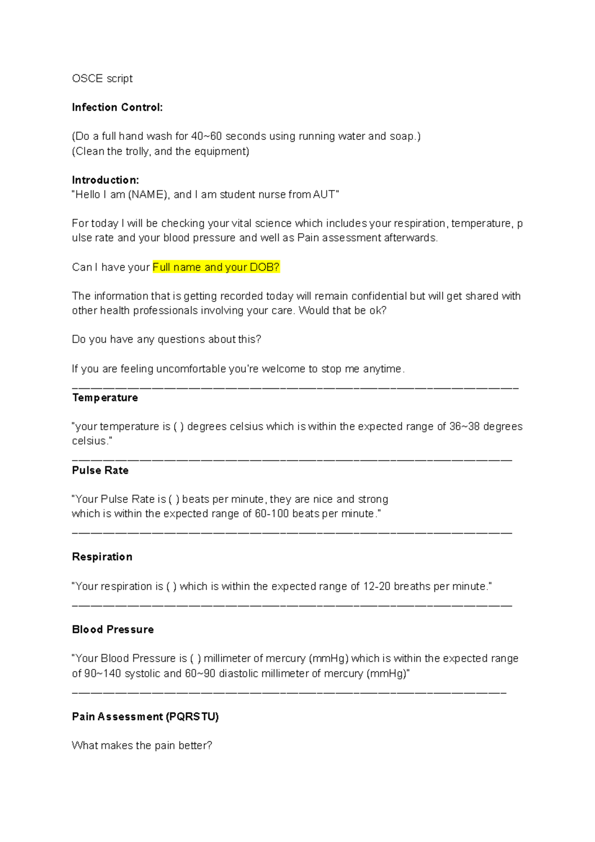 OSCE script - Hope this helps for some people who's struggling for ...
