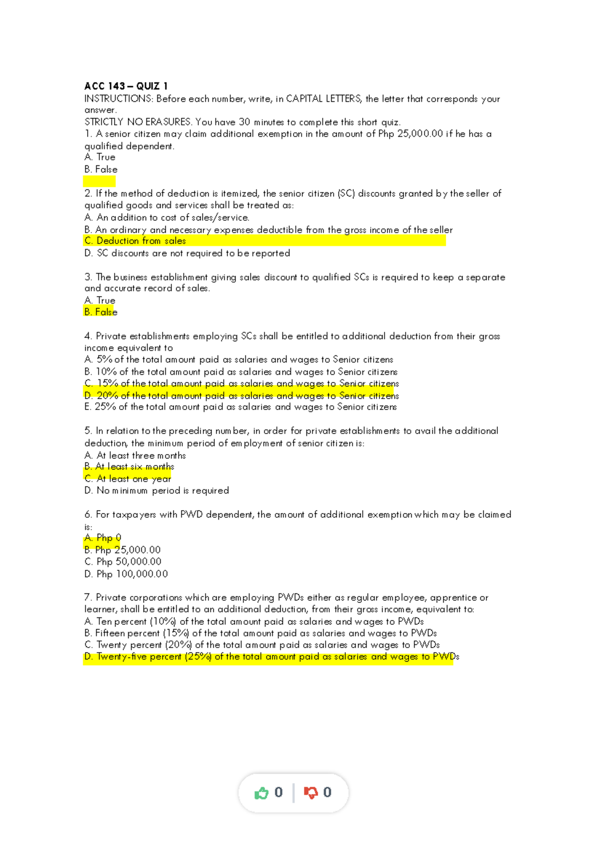 ACC 143 QUIZ 1 ANSWER KEY AND INSTRUCTIONS - Studocu