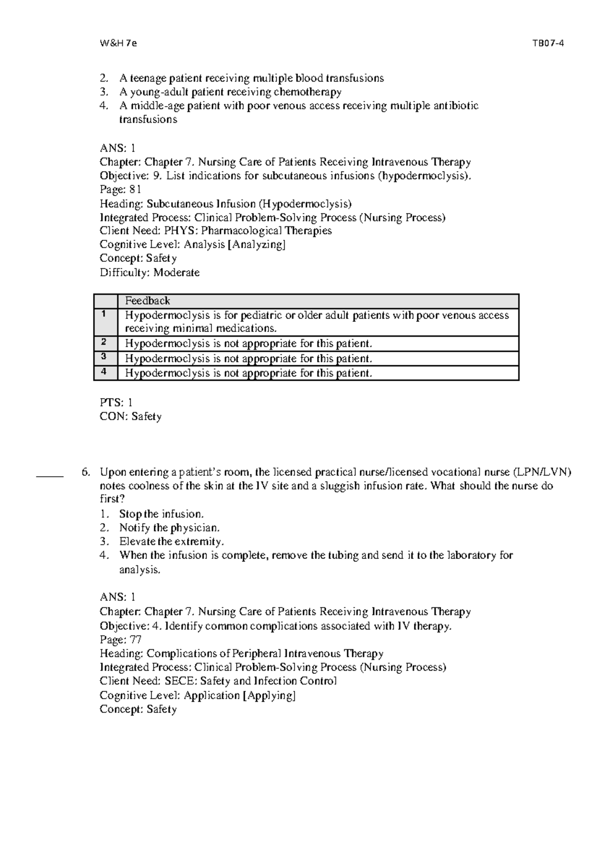 Nursing Care of IV Therapy: Chapter 7 Insights & Complications - Studocu