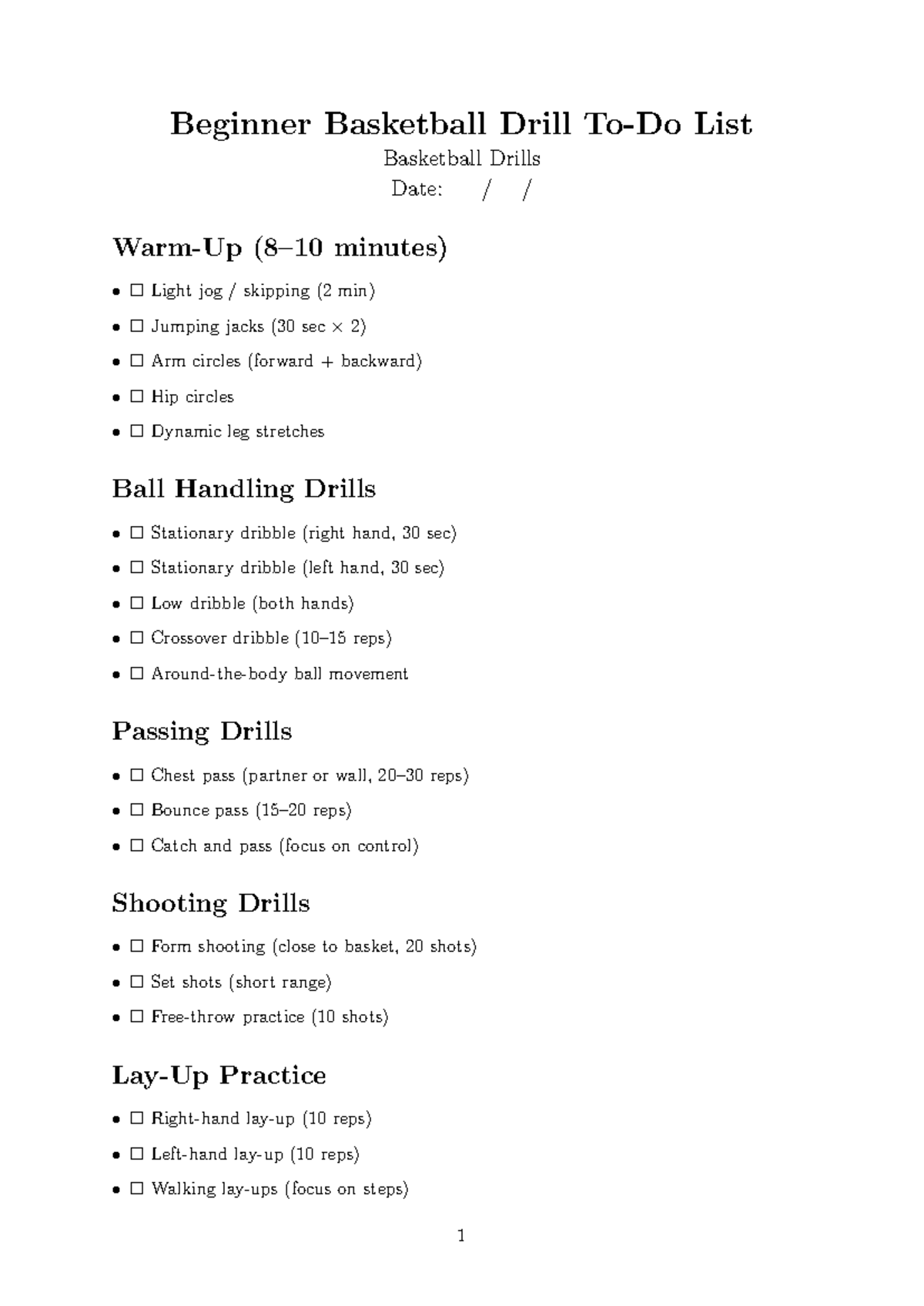 Beginner Basketball Drills List for Practice Sessions - Studocu