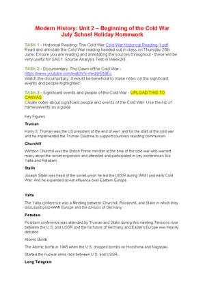 Modern History Unit 2 - 11 - Victorian Certificate of Education - Studocu