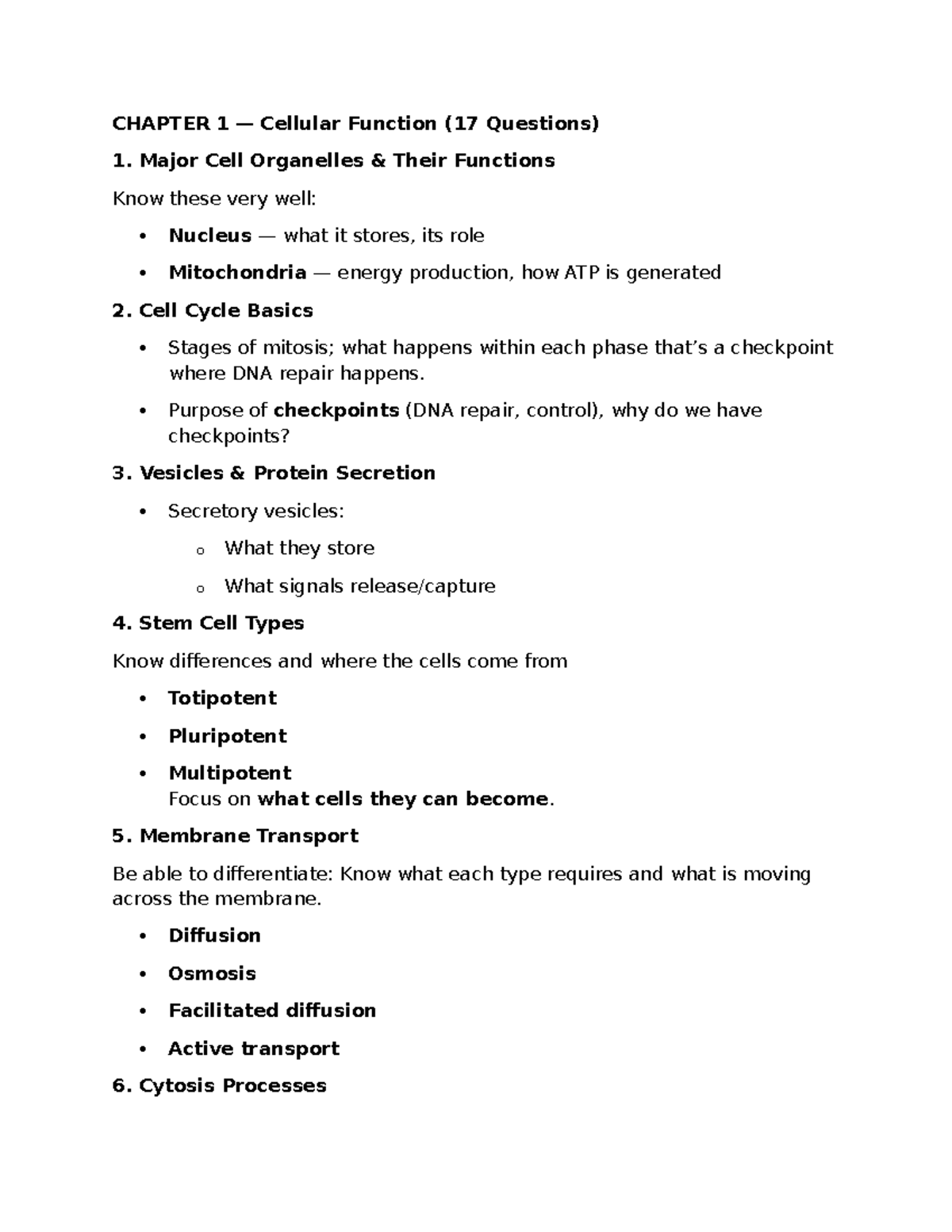 Exam 1 Zoom Review: Cellular Function, Immunity & Hematopoietic Notes ...
