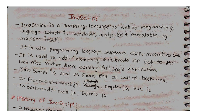 Javascript Notes - CS101: Comprehensive Guide to JS Fundamentals - Studocu