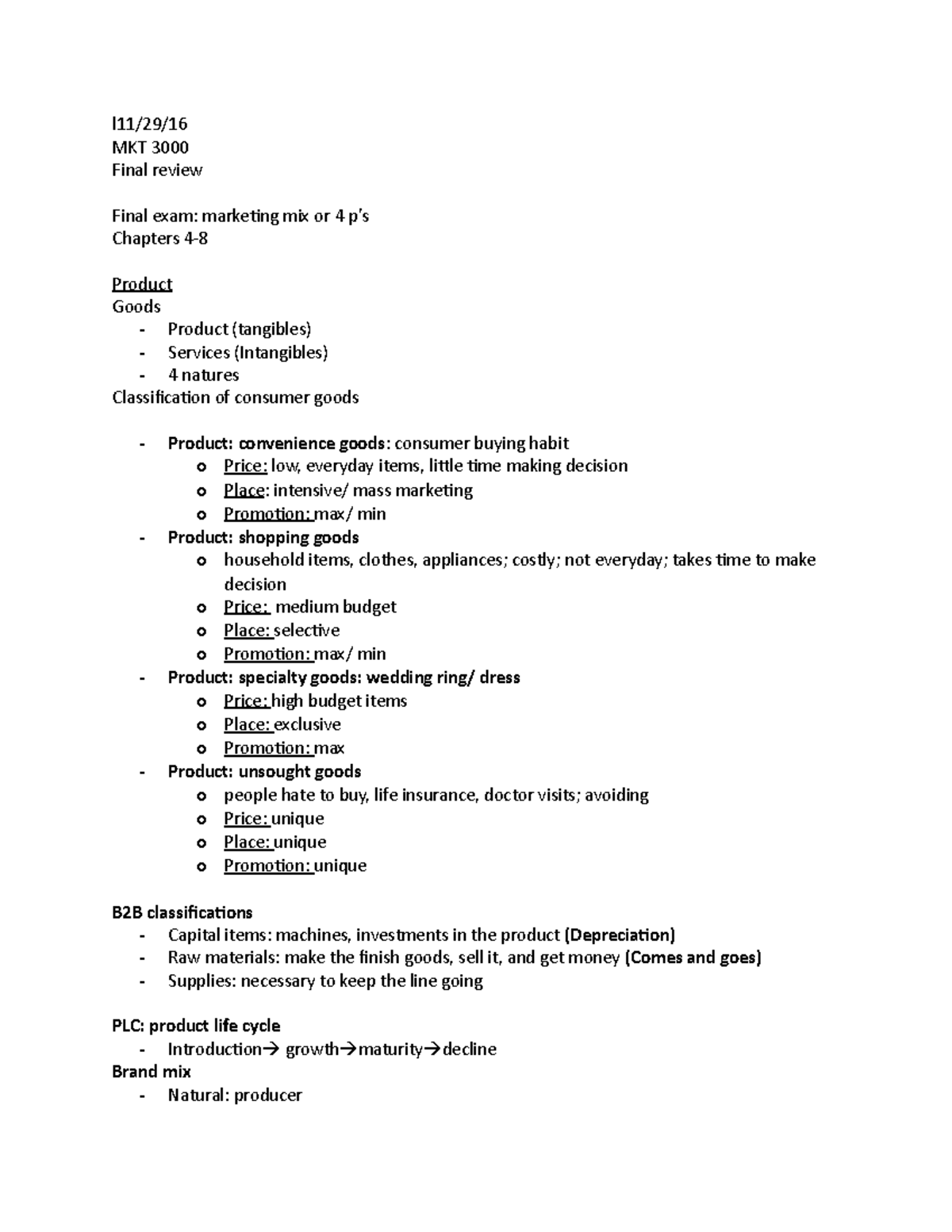 MKT 101 Final Exam Review: Key Concepts of Marketing Mix and Pricing ...