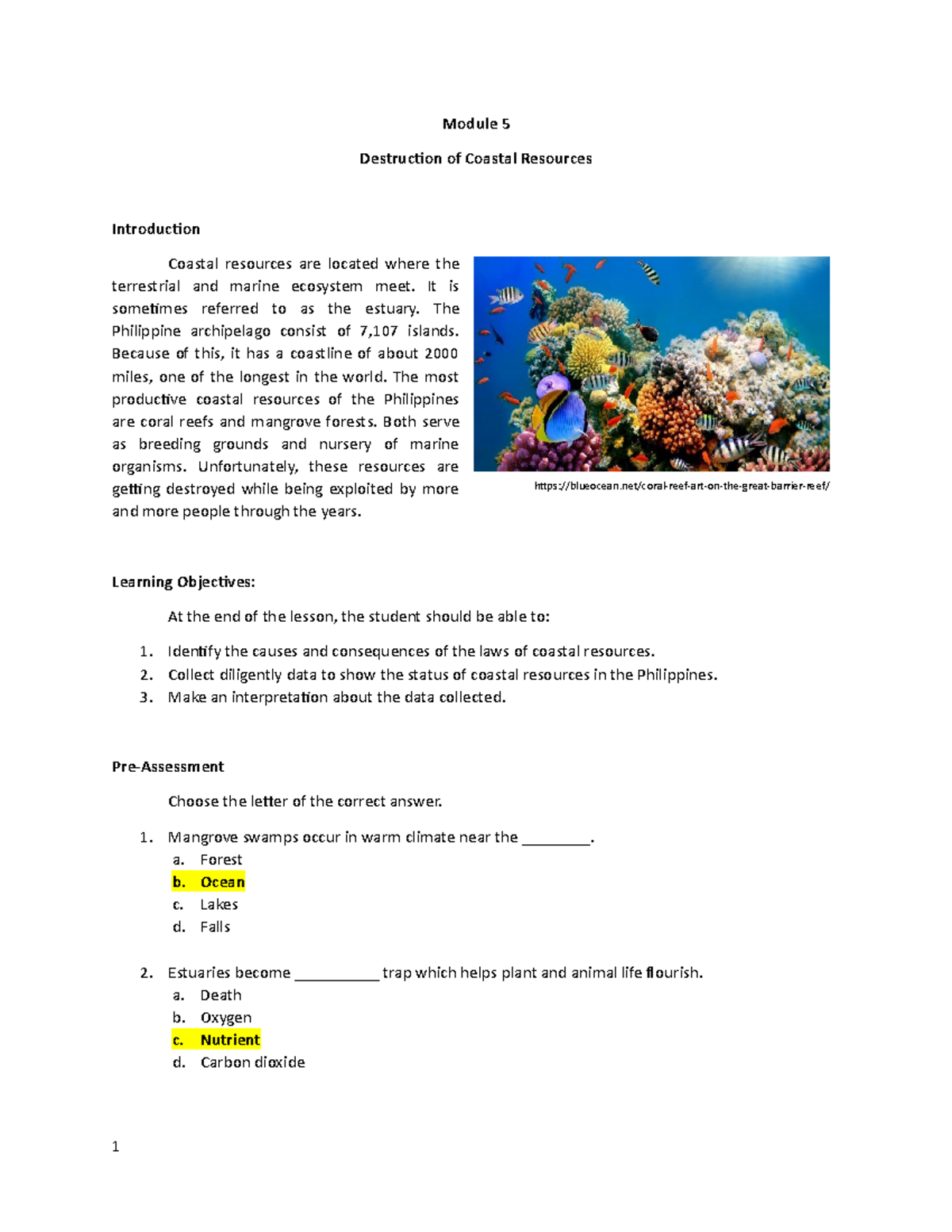 Module 5: Destruction of Coastal Resources in Environmental Science ...
