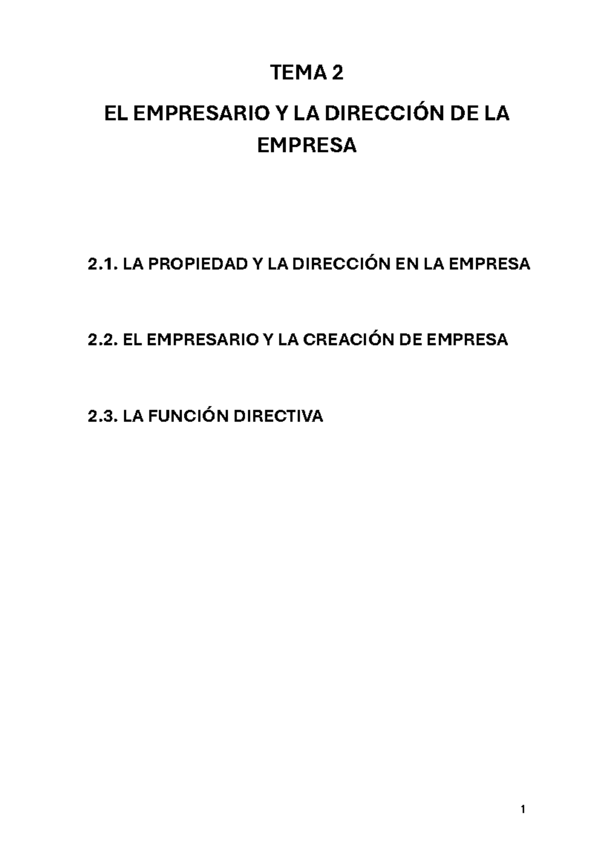 Resumen TEMA 2: El Empresario y la Dirección de la Empresa - Studocu