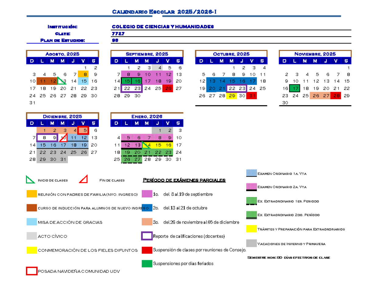 Calendario académico humanidades 6