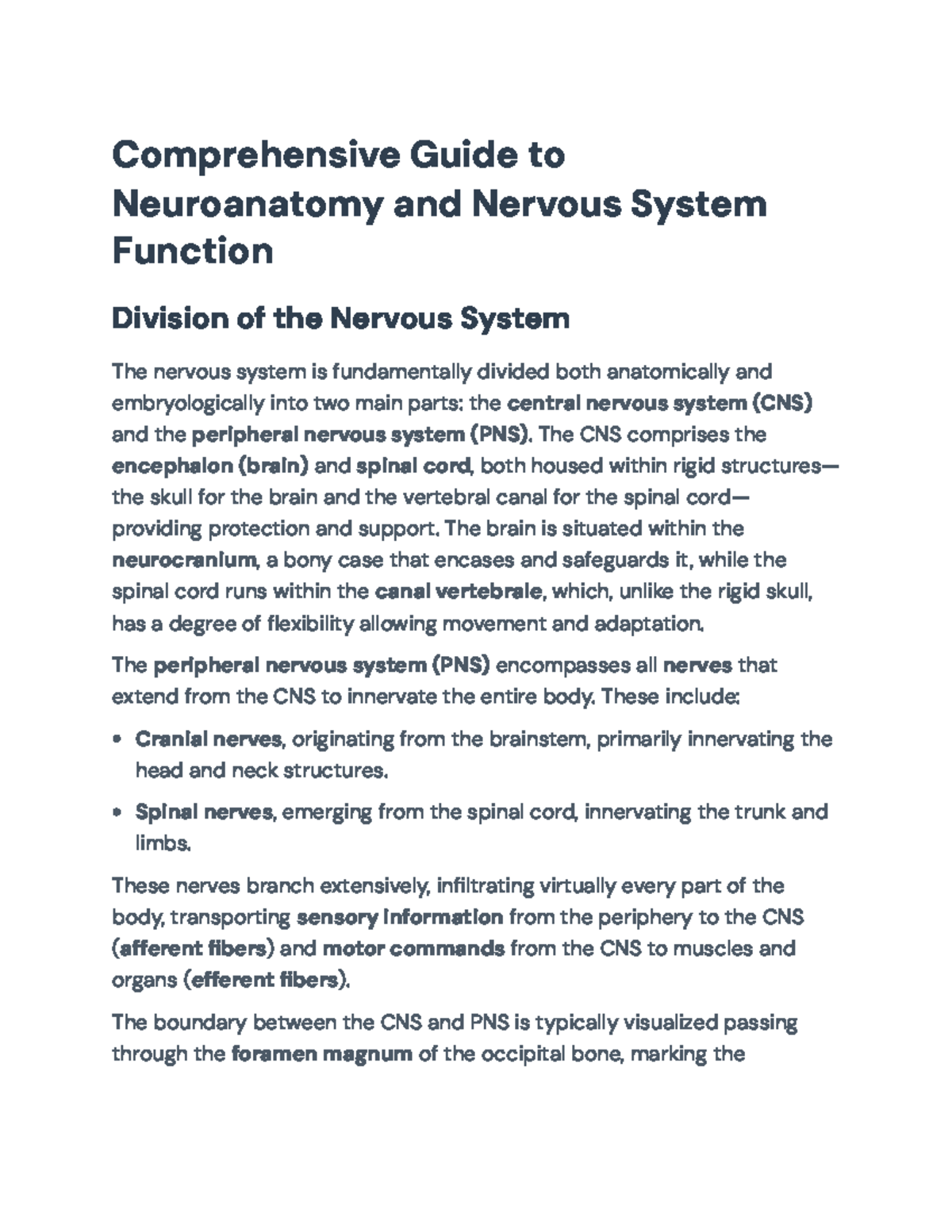 Comprehensive Study of Neuroanatomy and Nervous System Functions (NEURO ...