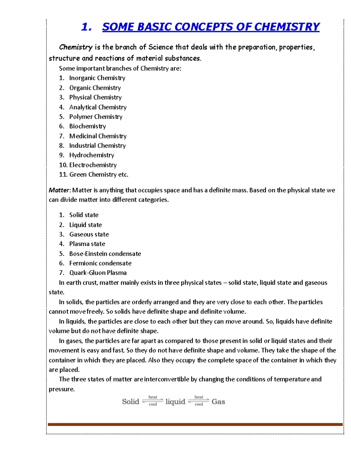 I PU Chemistry Notes: Basic Concepts and Atomic Theory - Studocu