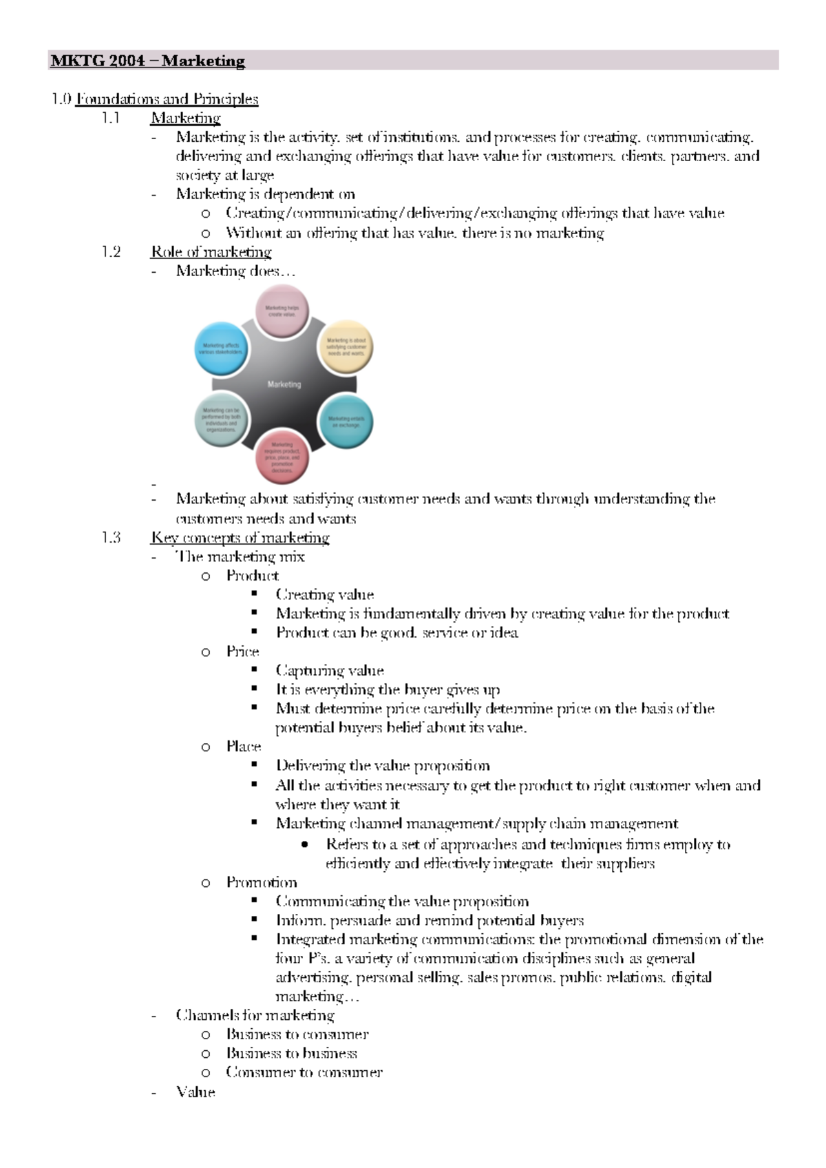 MKTG 2004 - marketing lecture notes for the year 2021 semester 2 - MKTG ...