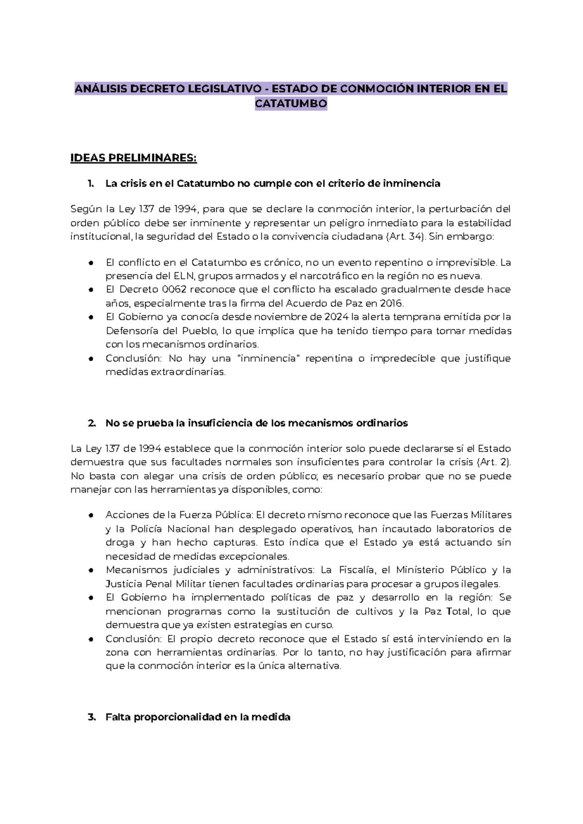 ANÁLISIS DEL DECRETO LEGISLATIVO 0062 SOBRE CONMOCIÓN INTERIOR EN EL ...