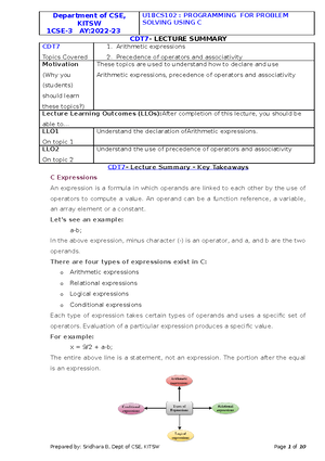 PPSC 2 Summary - Notes for ppsc - Department of CSE, KITSW 1CSE-3 AY ...