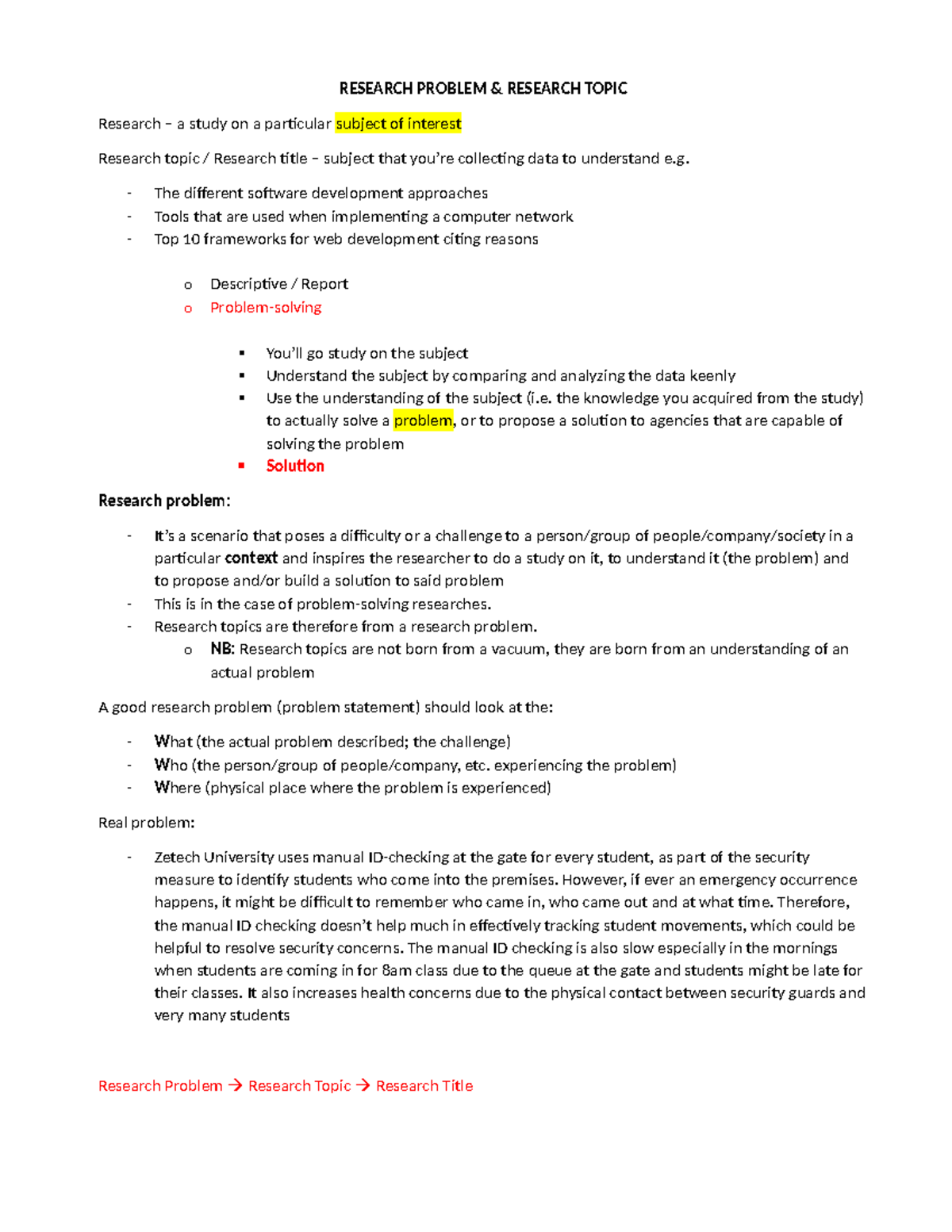 Lesson 2 - Research Problem & Topic Analysis for Zetech University ...