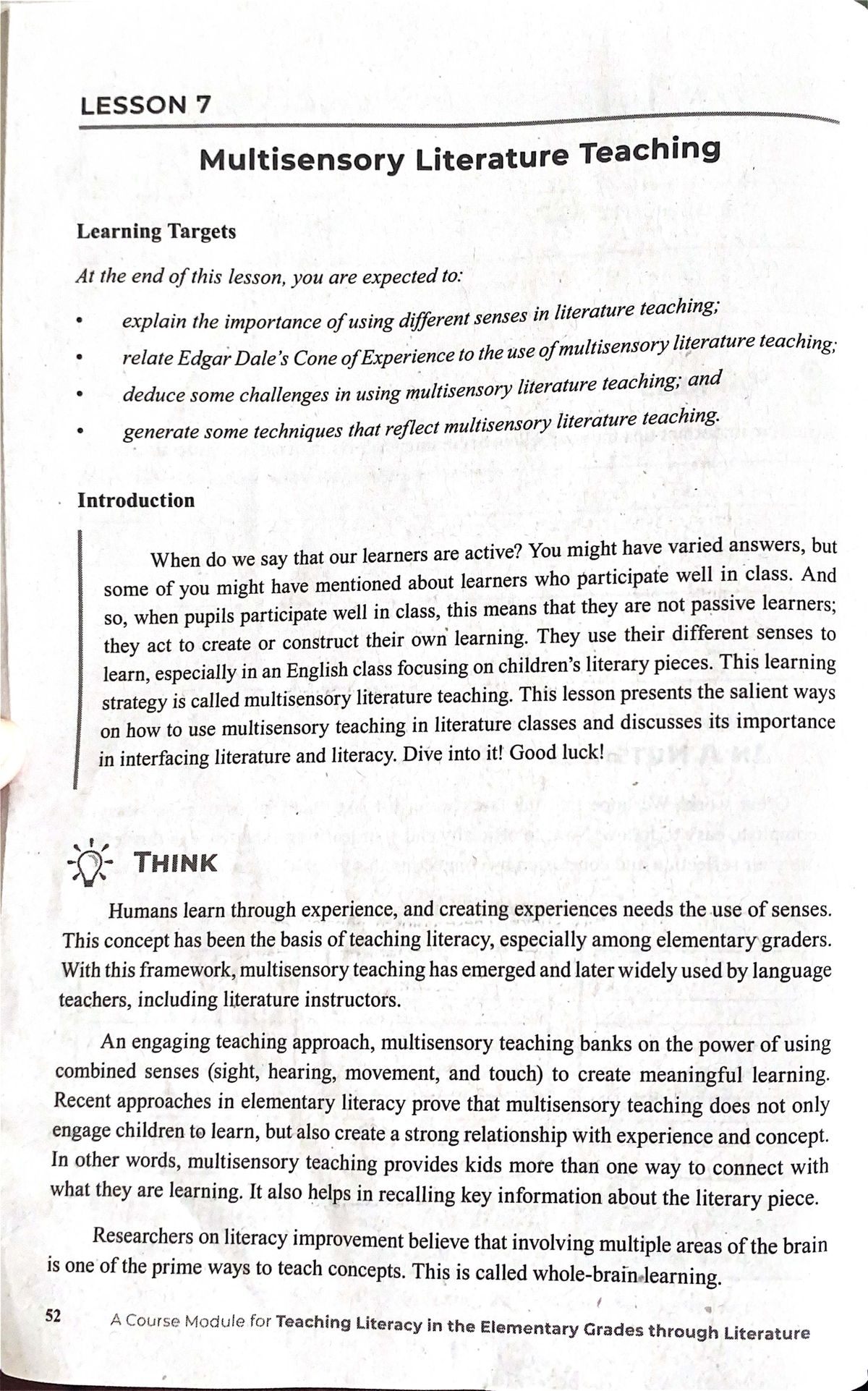 EDENG 2 Lesson 7: Multisensory Literature Teaching Techniques and Goals ...