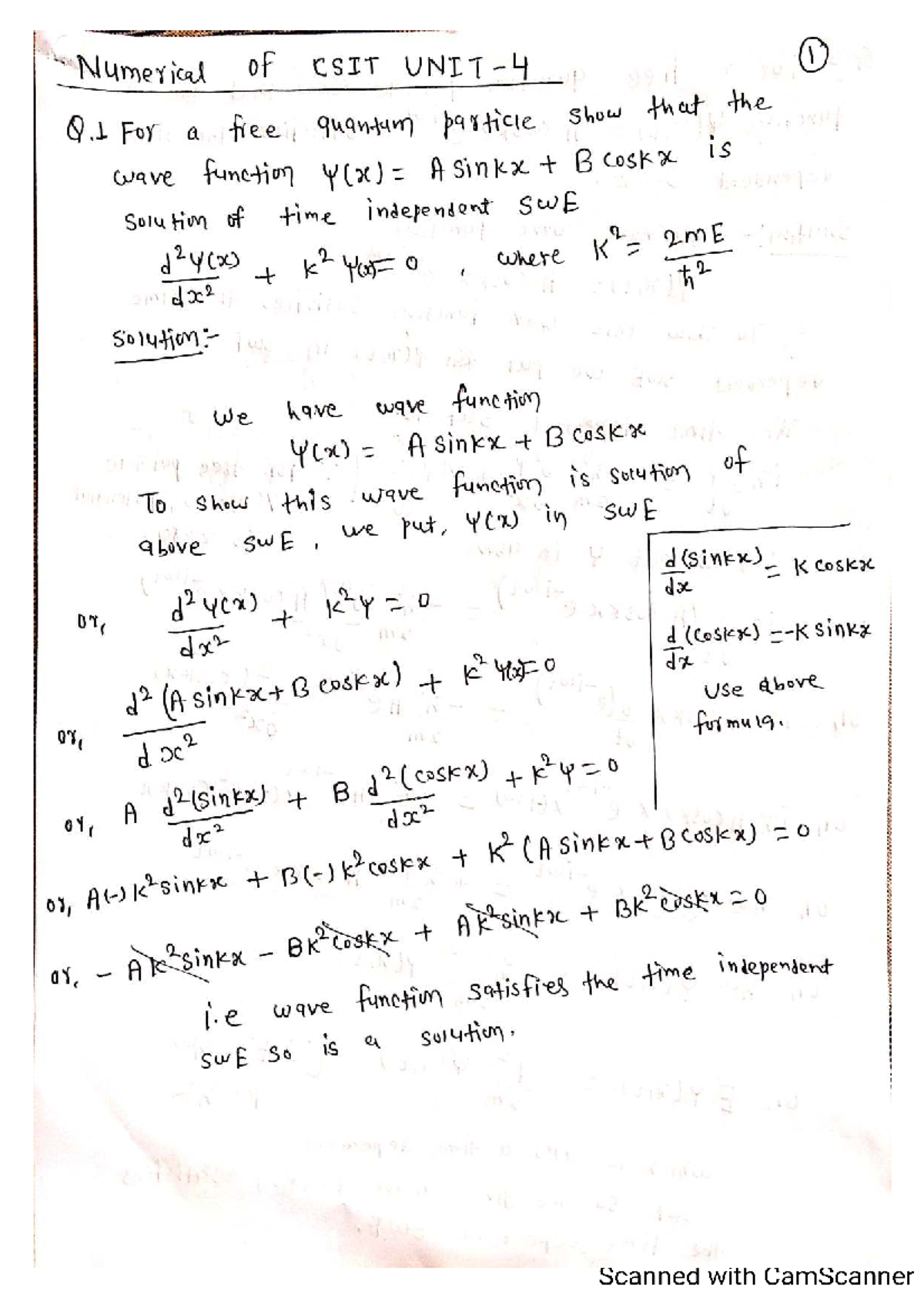 CSIT Unit 4: Solved Numerical Problems on Quantum Mechanics - Studocu