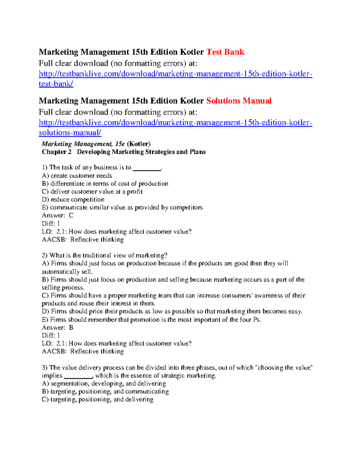 MMG T15Ed (Ch2) Marketing Strategies & Plans Test Bank Guide - Studocu
