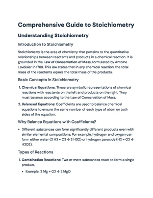 Stoichiometry Calculations - Study Notes & Assignments - Studocu