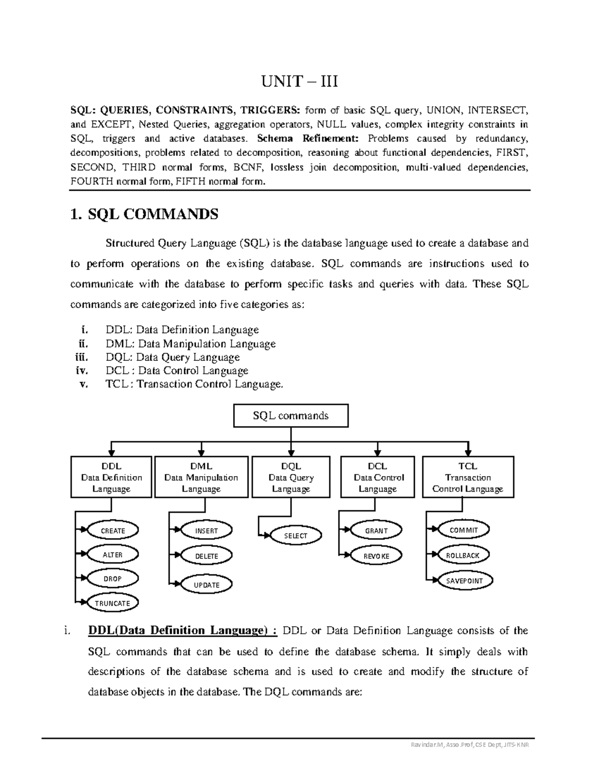 DBMS R18 UNIT 3 notes - DBMS - UNIT – III SQL: QUERIES, CONSTRAINTS ...